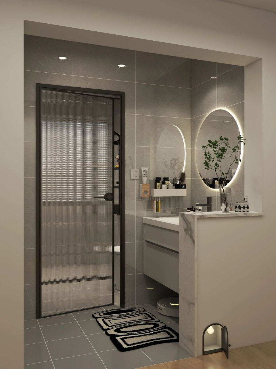 8㎡ 卫生间二分离 半墙洗漱和上厕所互不耽误 半墙还可做装饰 非常