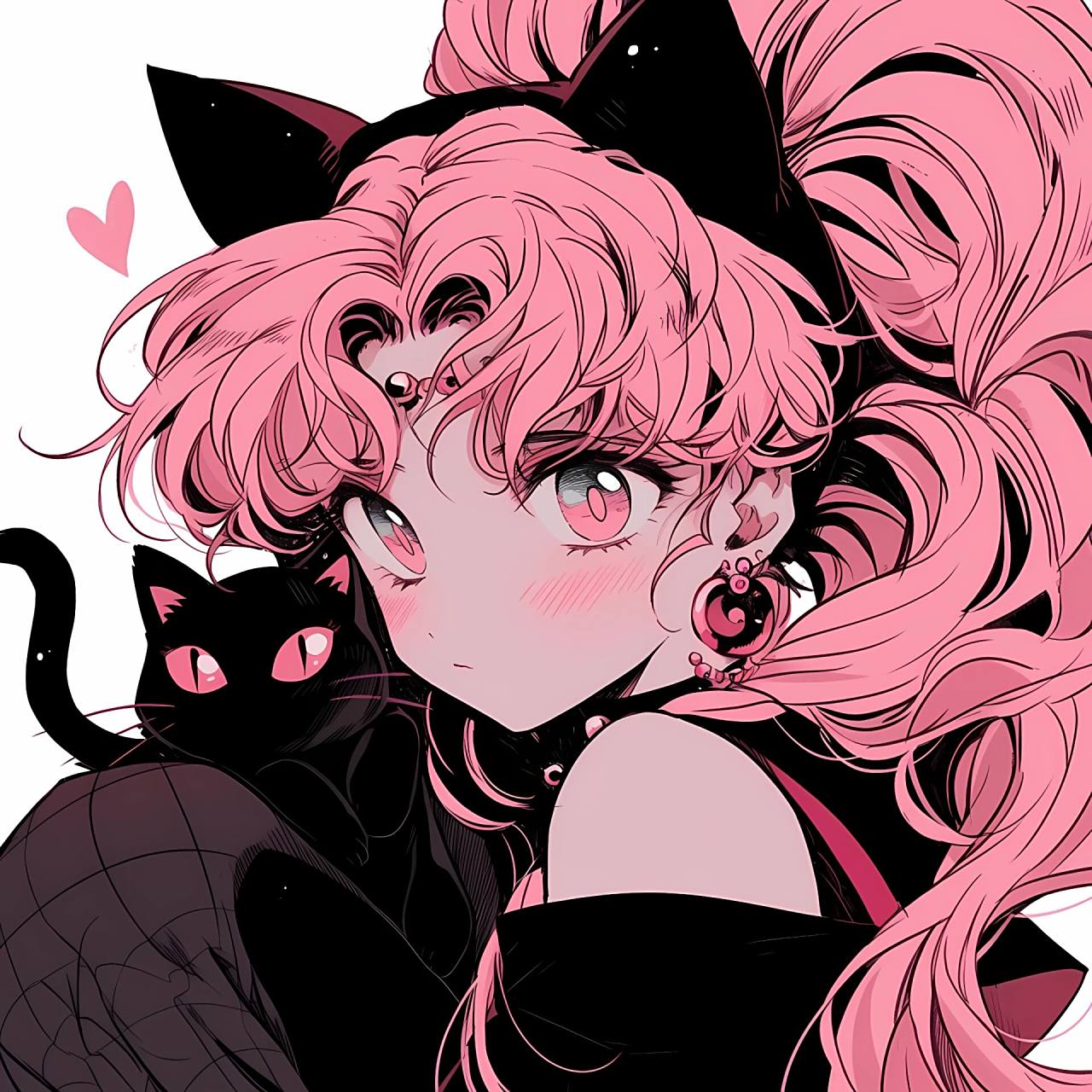 旧漫头像‖甜酷粉色猫女头像