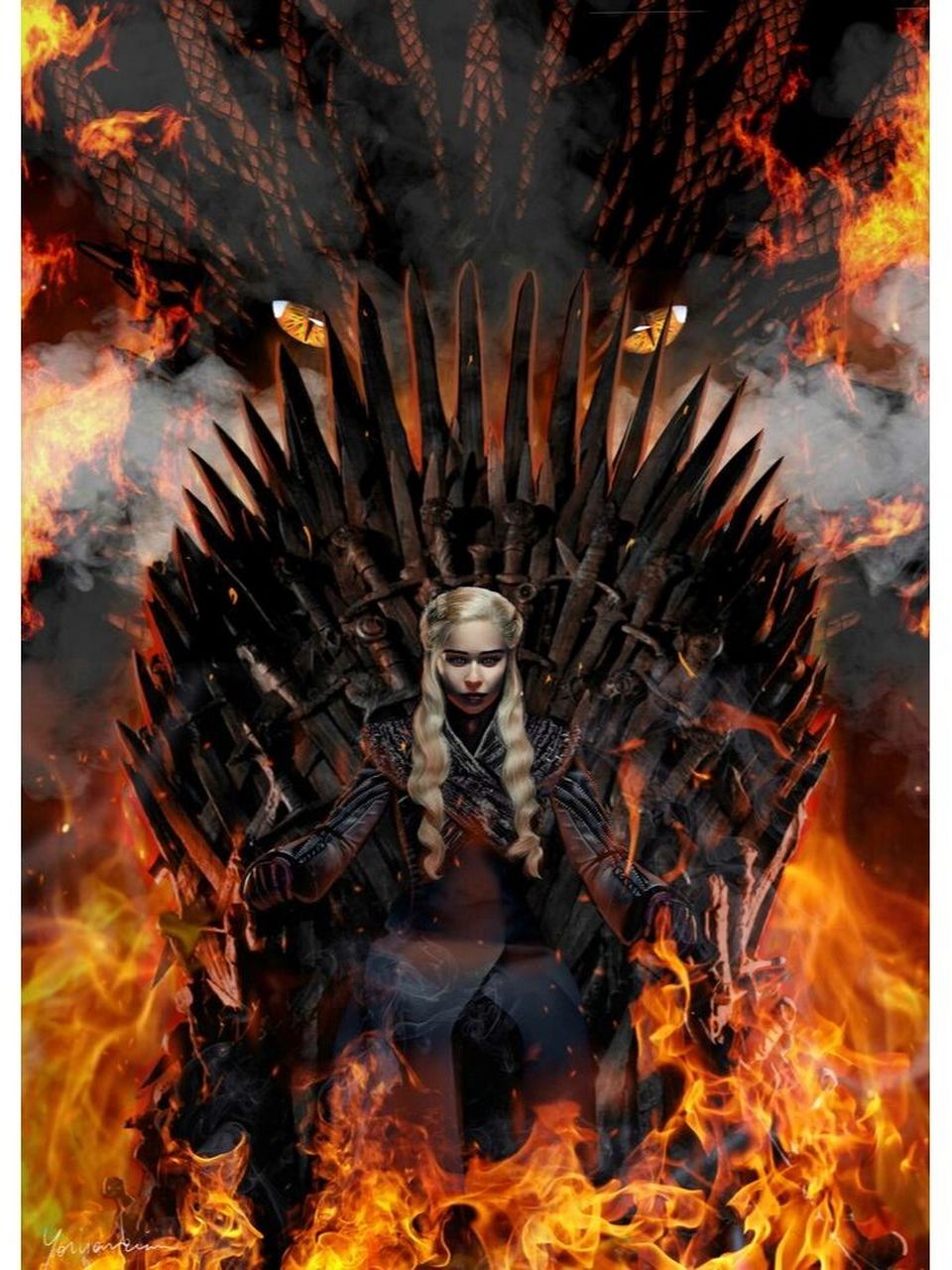 网友笔下 坐上了铁王座的龙妈 很多很多网友/艺术家都渴望龙妈坐上