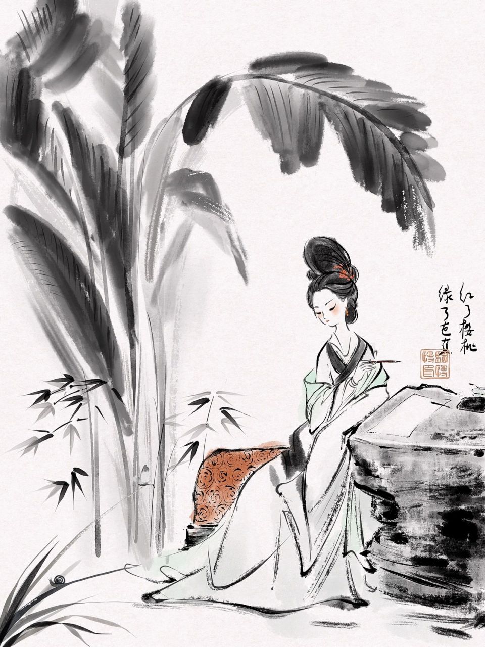 水墨写意古风人物插画 临摹刘旦宅 附笔刷 主页关注更多笔刷教程合集