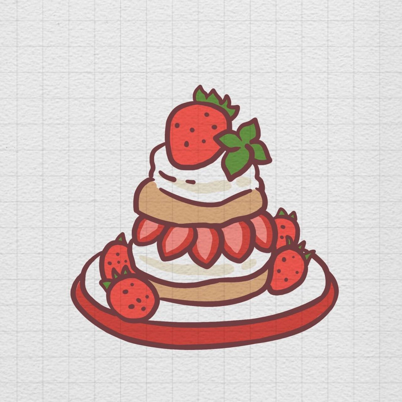 草莓蛋糕简笔画 步骤图片