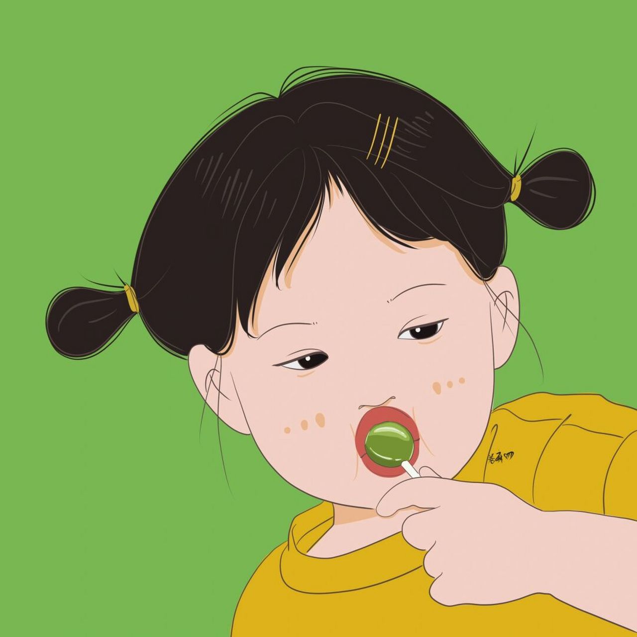 插画 | 头像 | 吃棒棒糖的小女孩 图片92二改92商用92去签名
