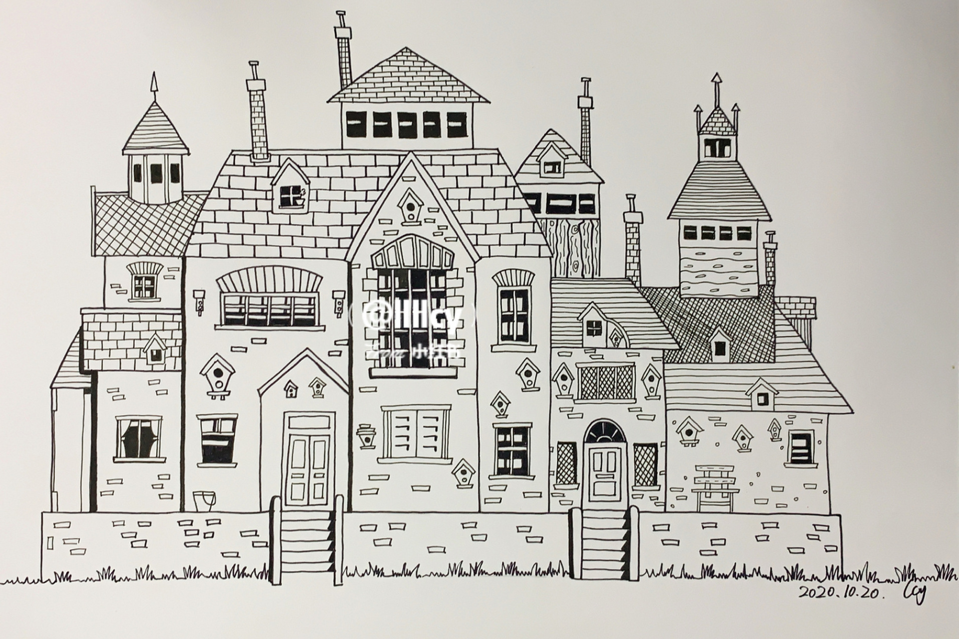 线描 线描房子 #线描