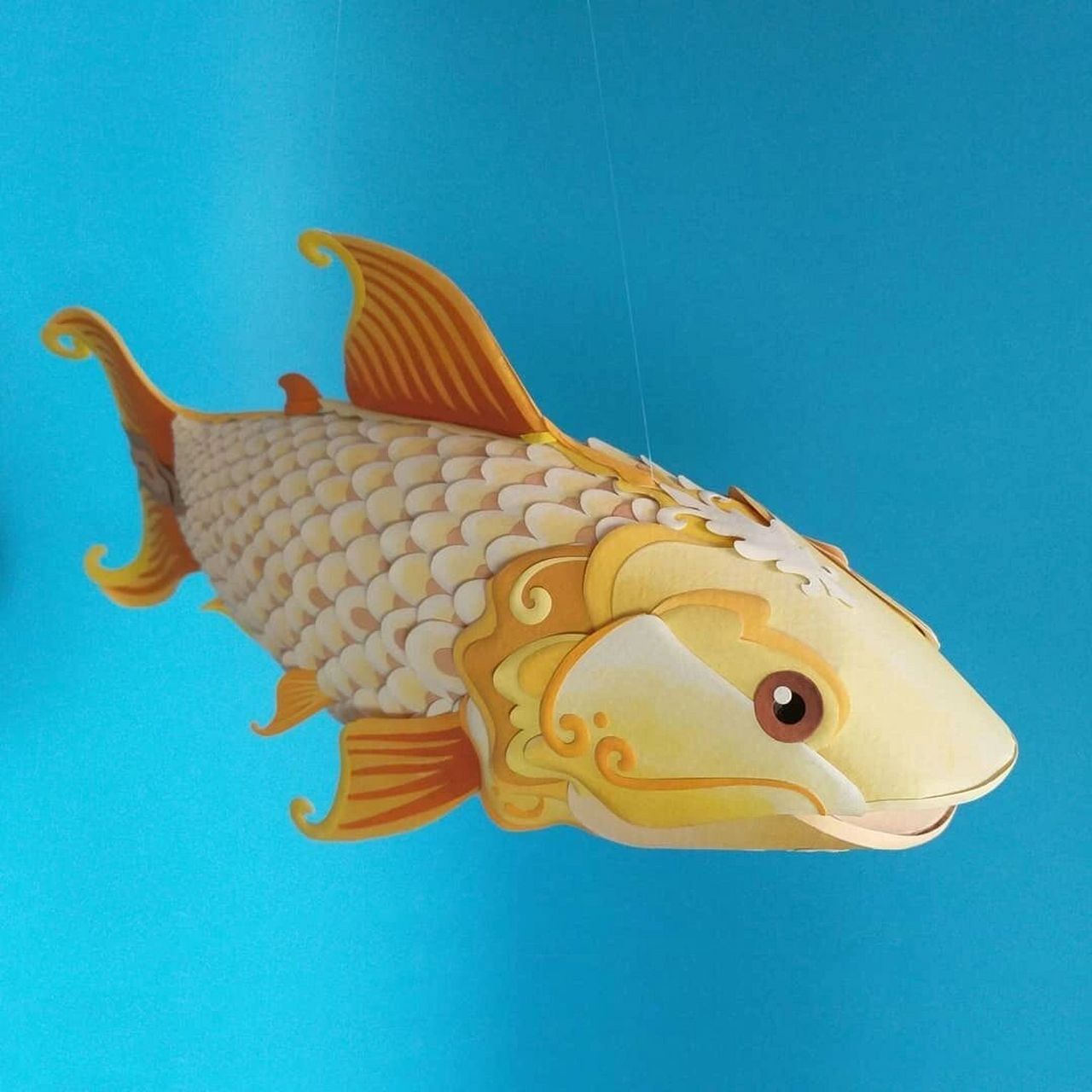 纸艺|纸浮雕:飞来一只鱼6015附手稿与步骤图6015 作品分享