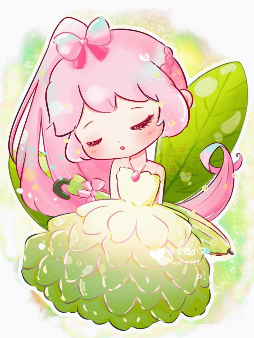 少女插画# #绘画学习# #花朵拟人图# 今天的栀子花 打卡画画啦