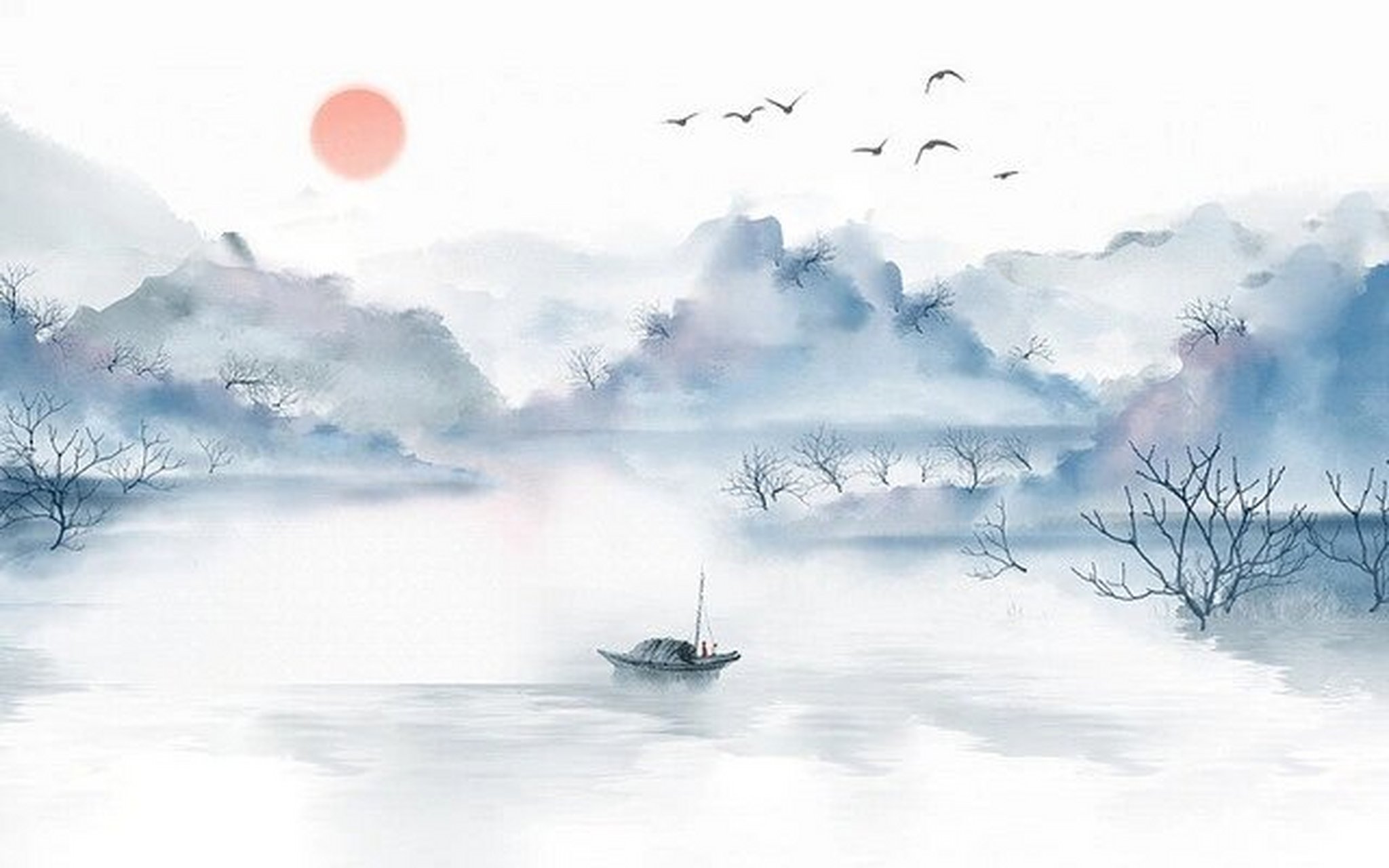 素材分享|古风山水水墨横版背景 宝子们,今天给大家分享一下,古风水墨