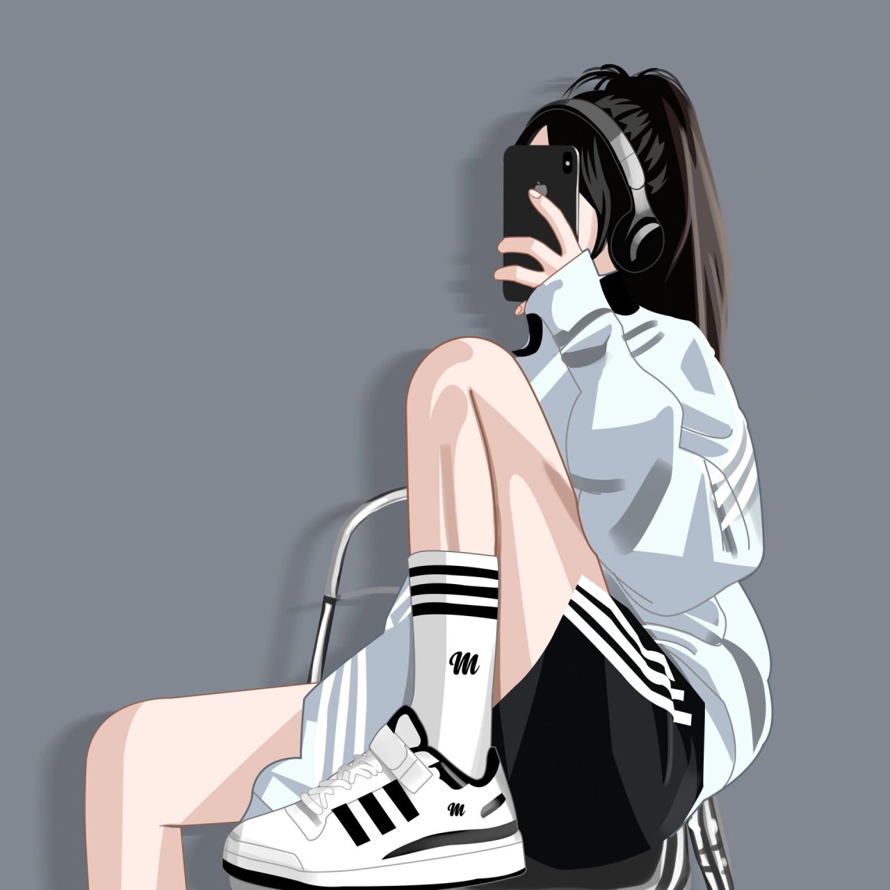 运动风女生头像|女生插画头像 9315做头像,礼貌拿图 0569