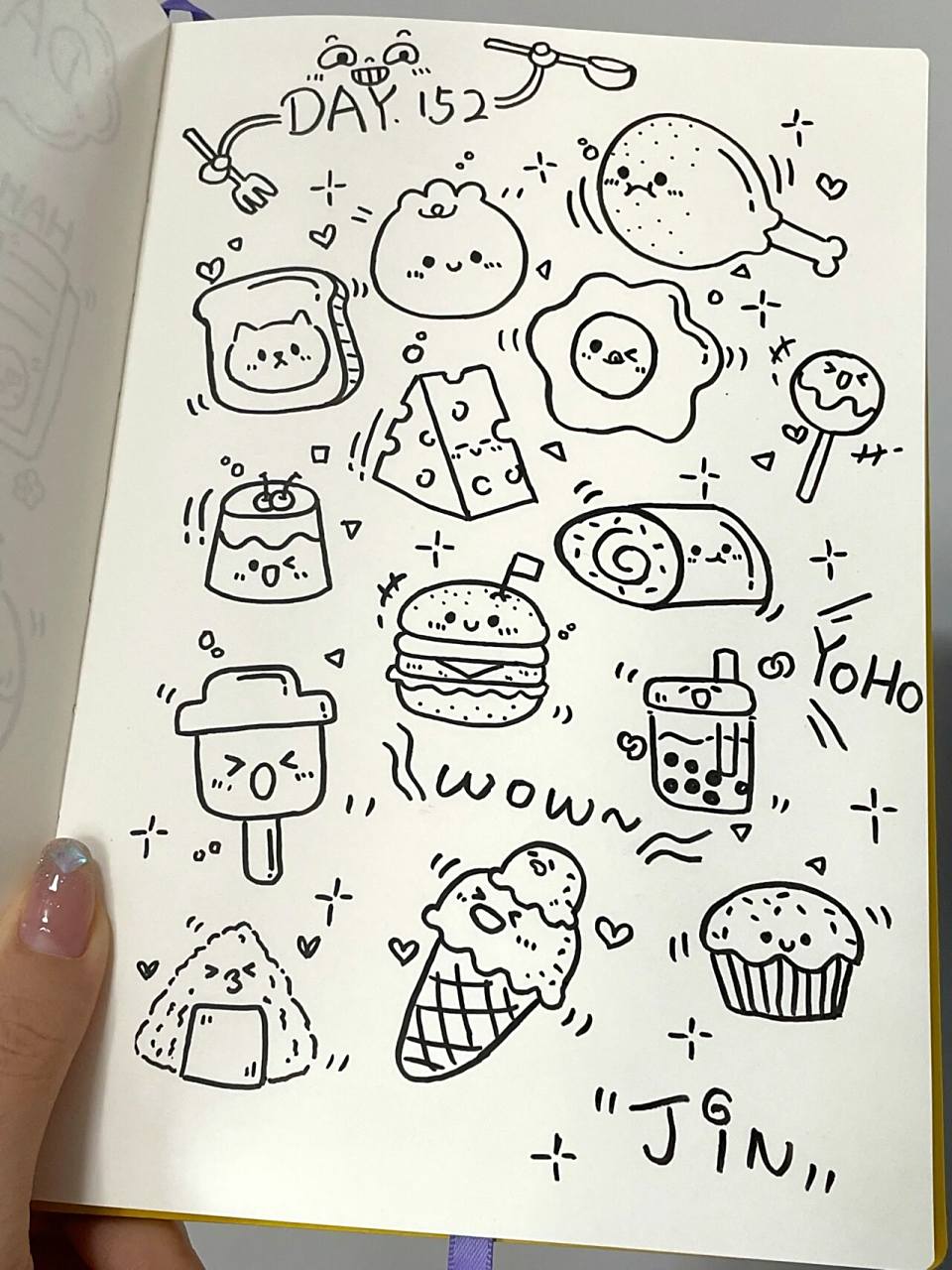 152|美食系列^o^简笔画手帐素材来啦～ 96打卡一张美食小表情素材