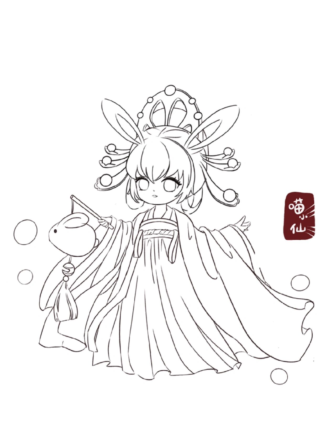 古风q版人物线稿