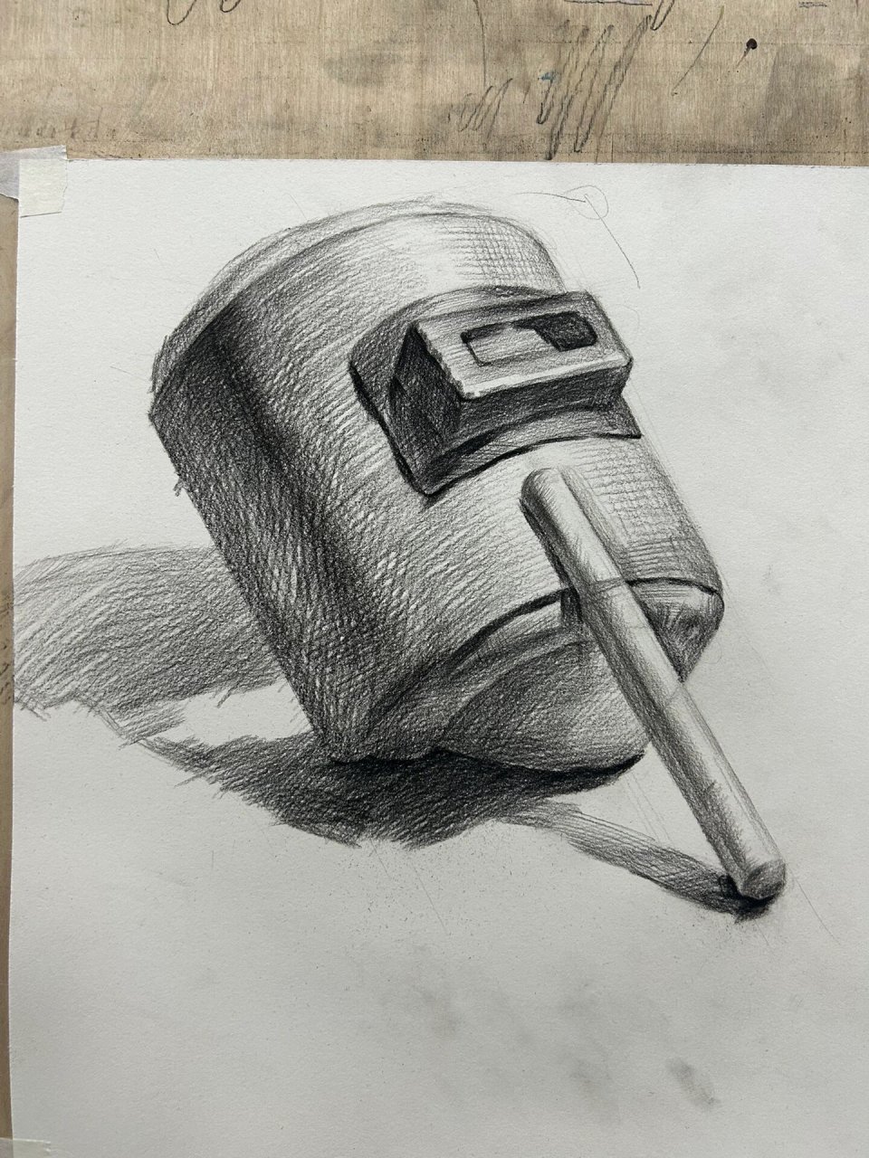 素描电焊帽帽子 素描电焊帽,帽子,柱体,圆柱画法步骤图