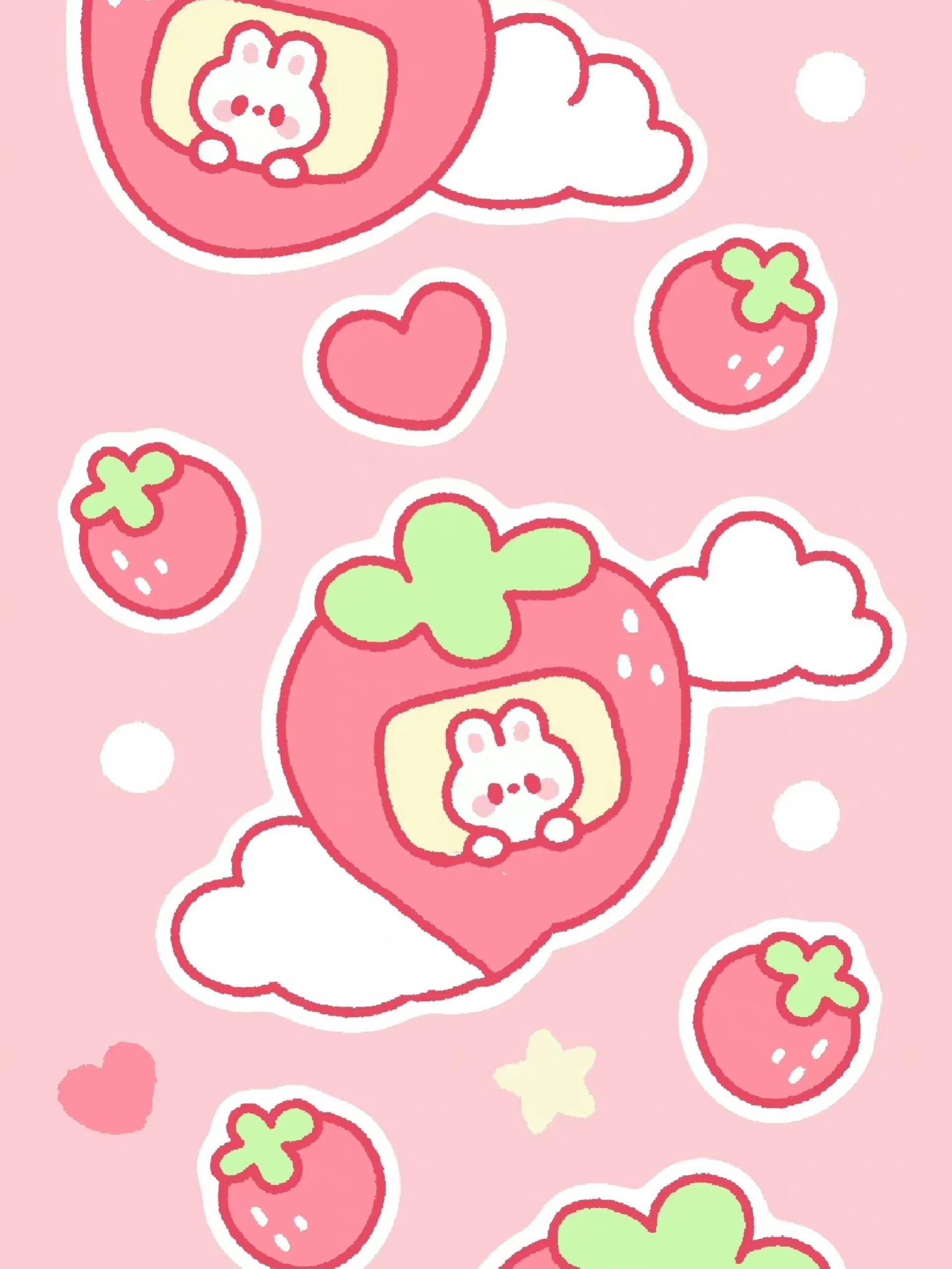 原创| 可爱草莓壁纸 锁屏壁纸 简笔画