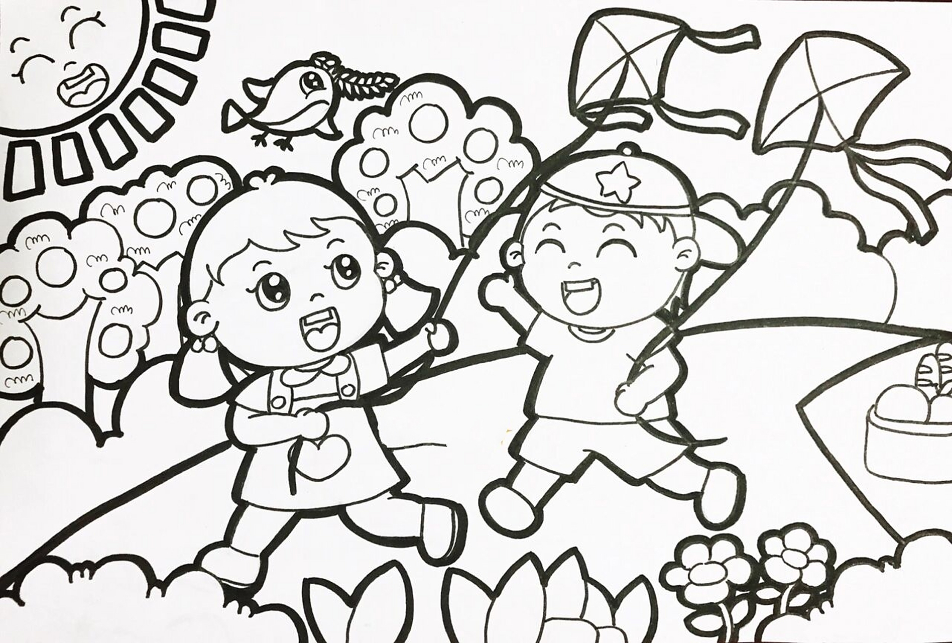 23 《放风筝》儿童画 幼师考编必备 适用主题:《放风筝》,《有趣的