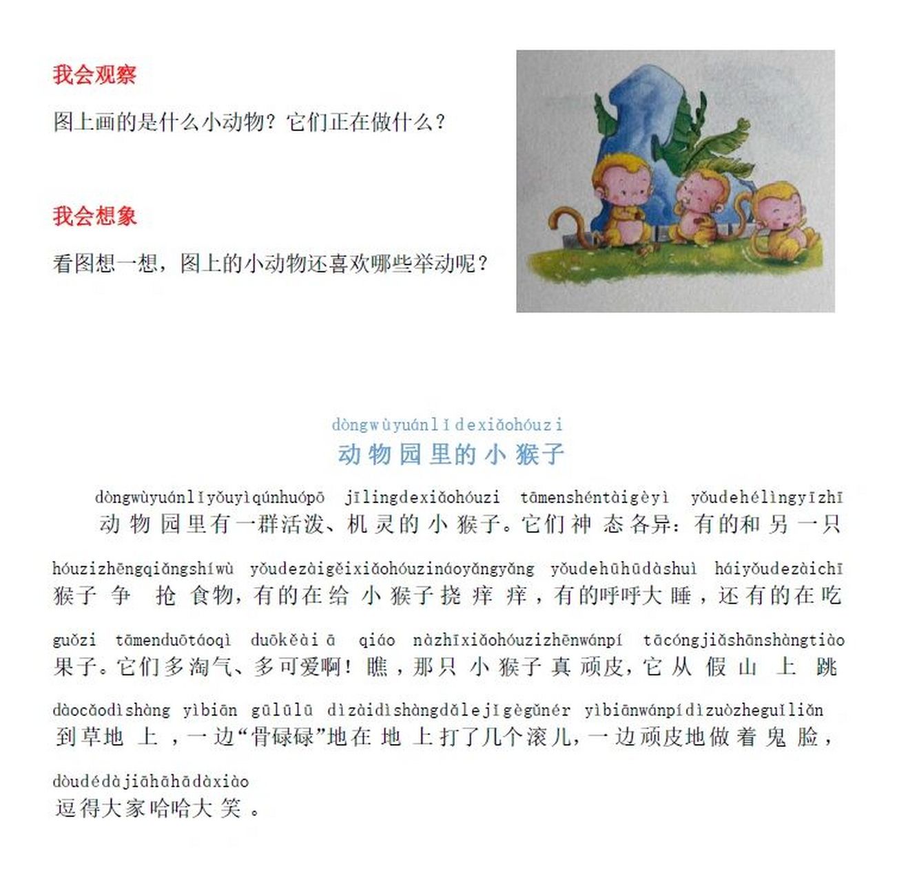 看图写话|动物园里的小猴子
