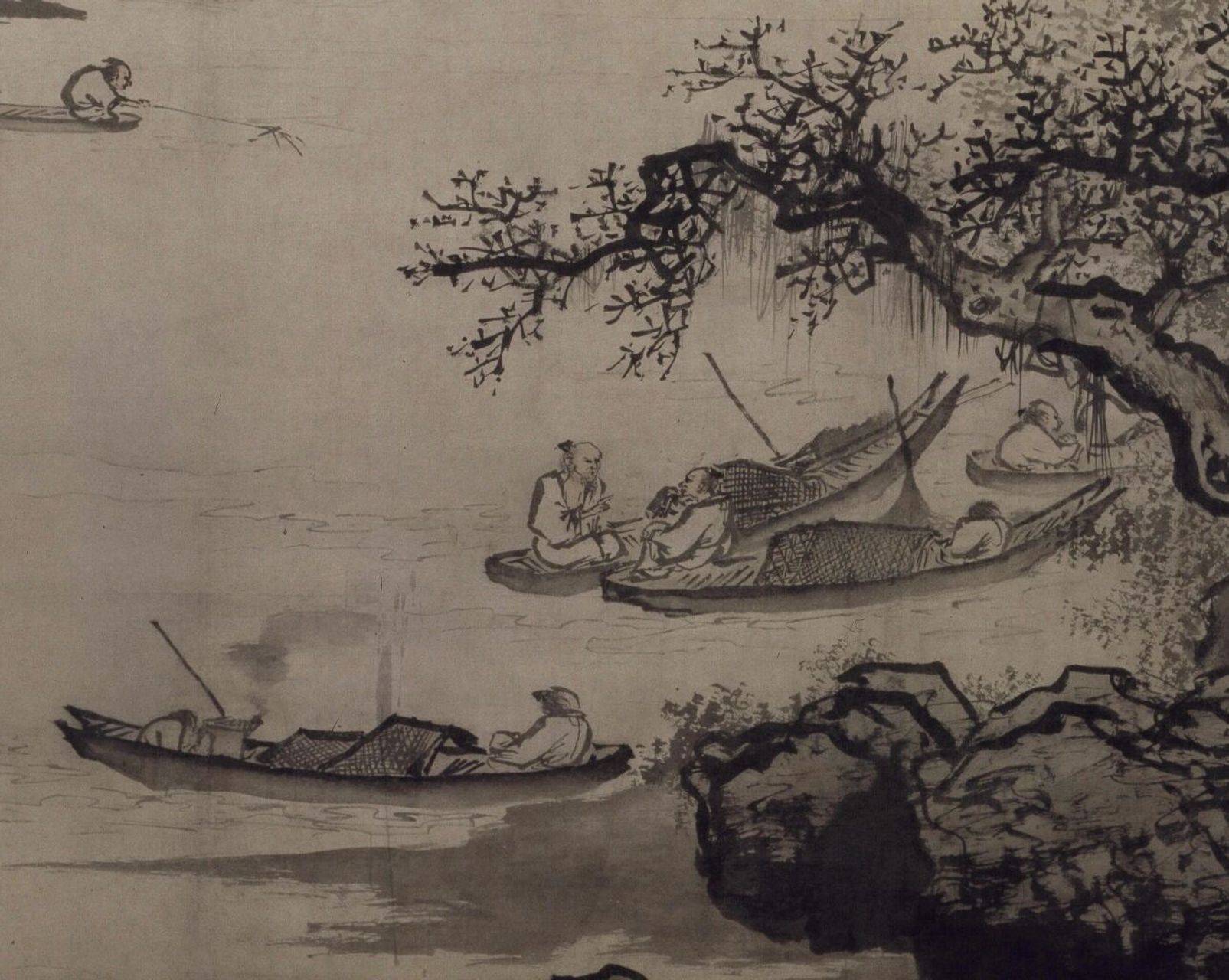 100幅中国名画赏析【72】《渔乐图》 画家:吴伟 创作时间:明 尺寸:横
