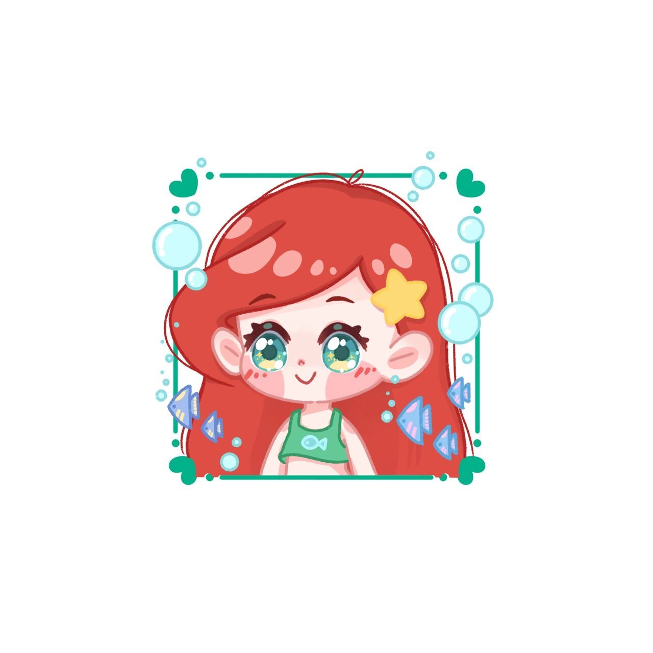 6步画小美人鱼爱丽儿|迪士尼公主头像 98今天是小小爱丽儿98工具