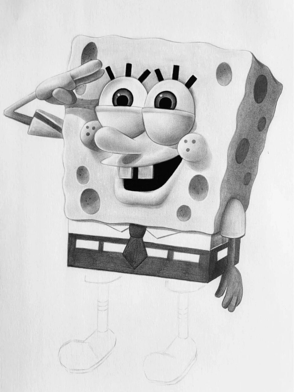 绘画主题:素描海绵宝宝 学习阶段:三年级以上学生 第一步:起稿画出