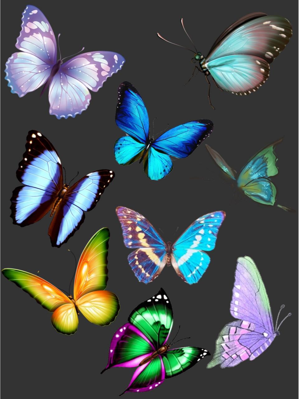 古风动物png97 今天分享一些手绘水彩蝴蝶,彩色蝴蝶素材,古风国风