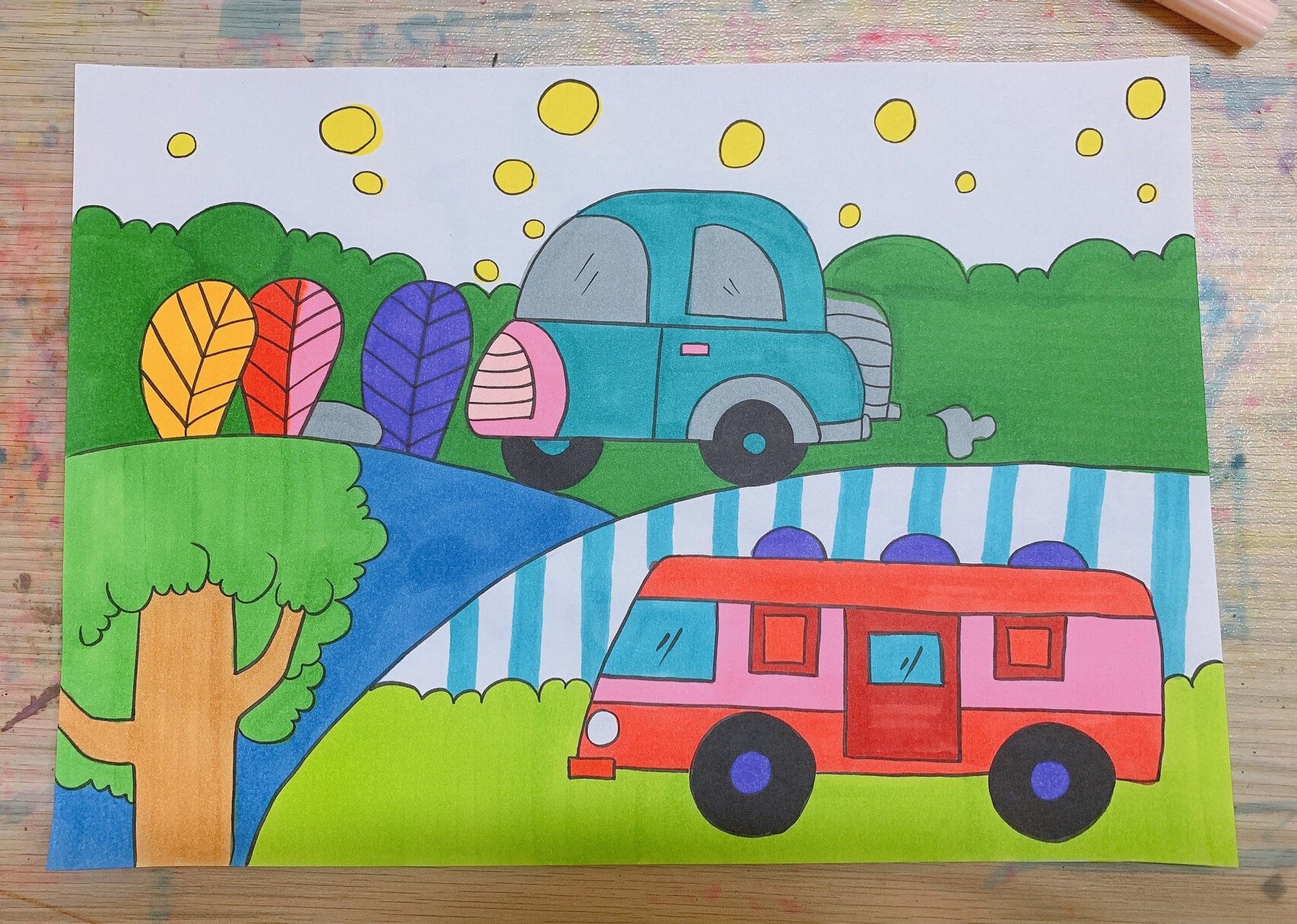 儿童画简笔画《小汽车》 滴滴滴～小汽车要出发啦