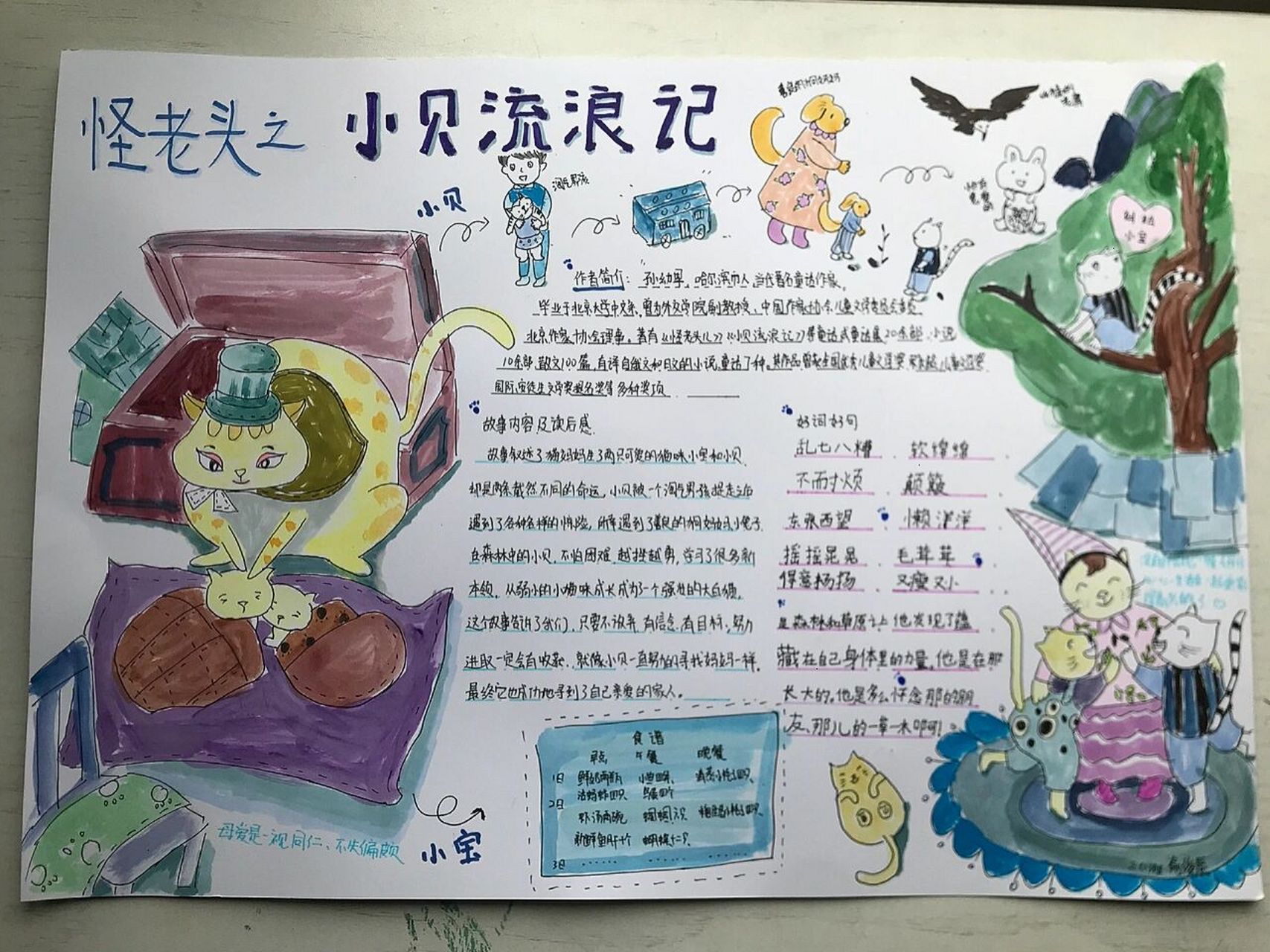 三年级-阅读小报-怪老头手抄报 三年级手抄报-怪老头-小贝流浪记 阅读
