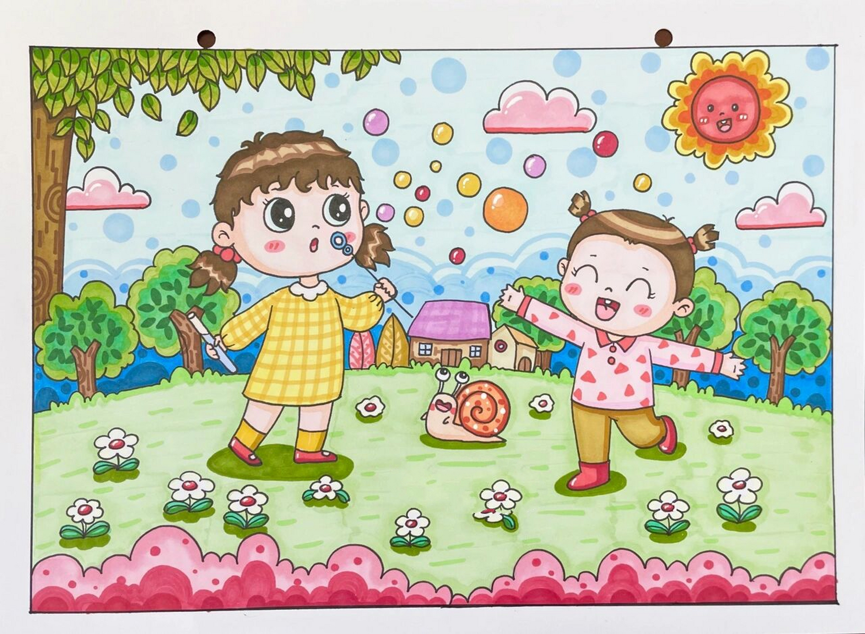 快乐主题的儿童画 我也期待快乐的假日