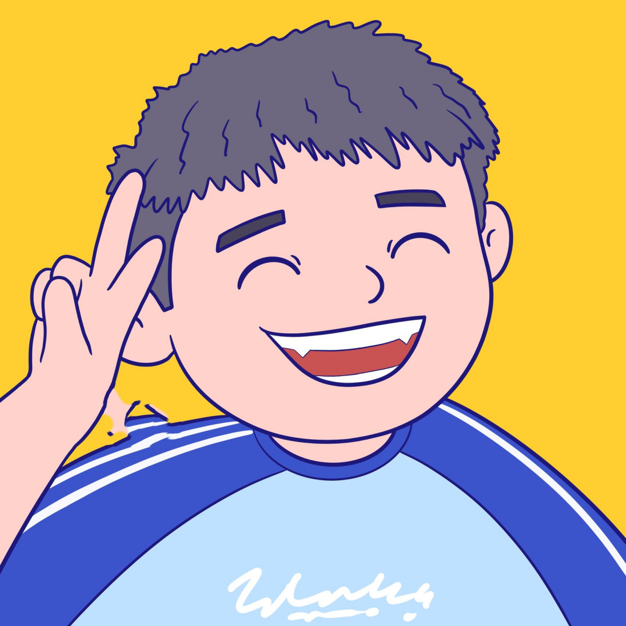 手绘头像,原创卡通漫画插画 失控的胖子们!哈哈哈. 最近好喜欢画胖子.