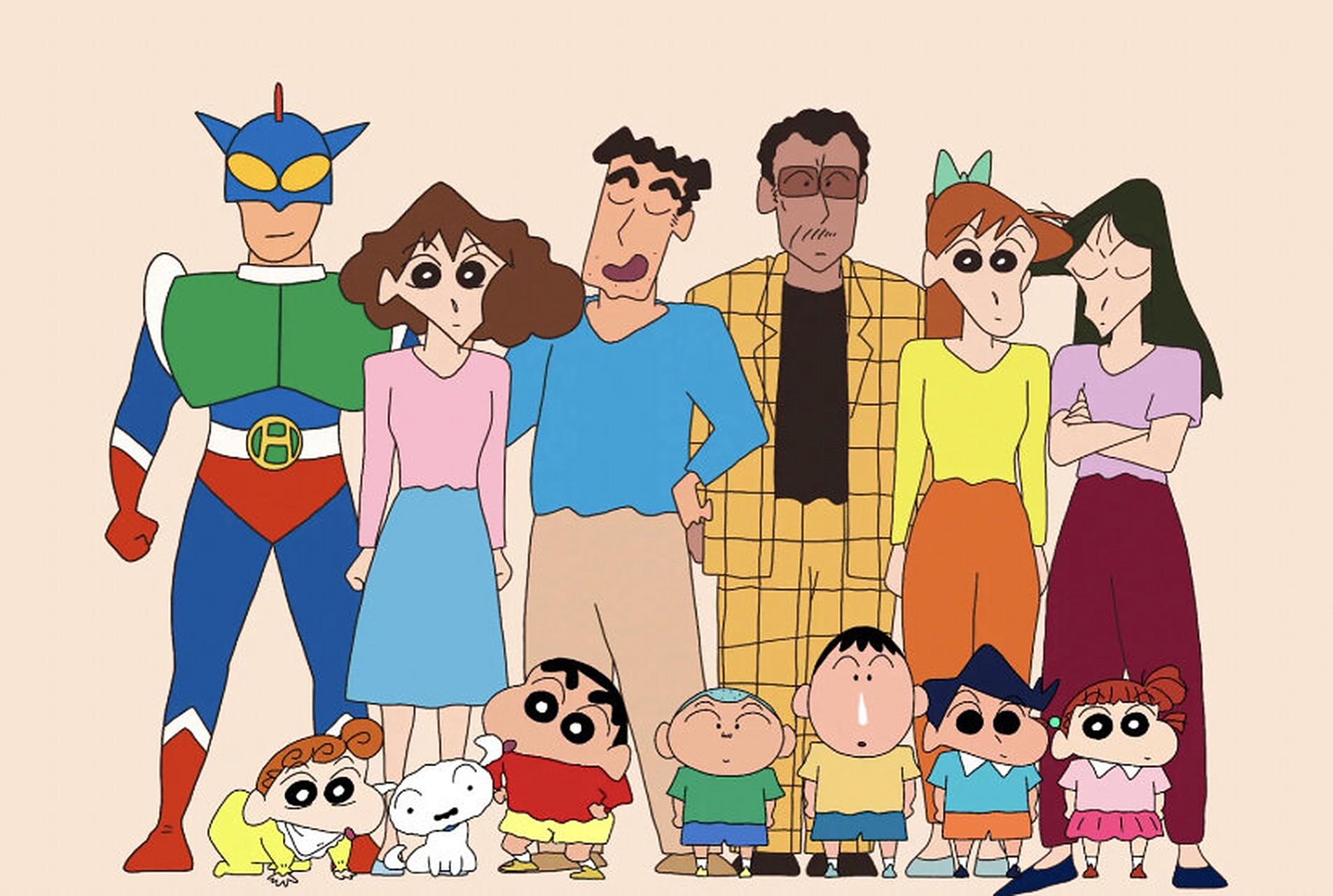 蜡笔小新人物你认识几个 动感超人(乡刚太郎) 野原美伢 野原广志 园长