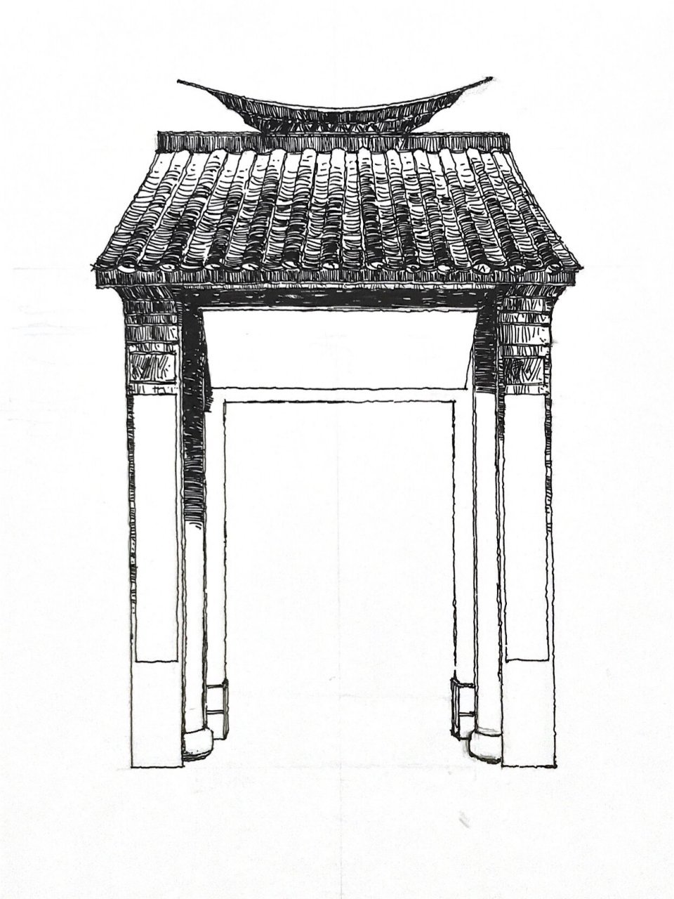 含绘画教程|古建筑钢笔速写|院门 | 08087615 ●昨天上钢笔画网课