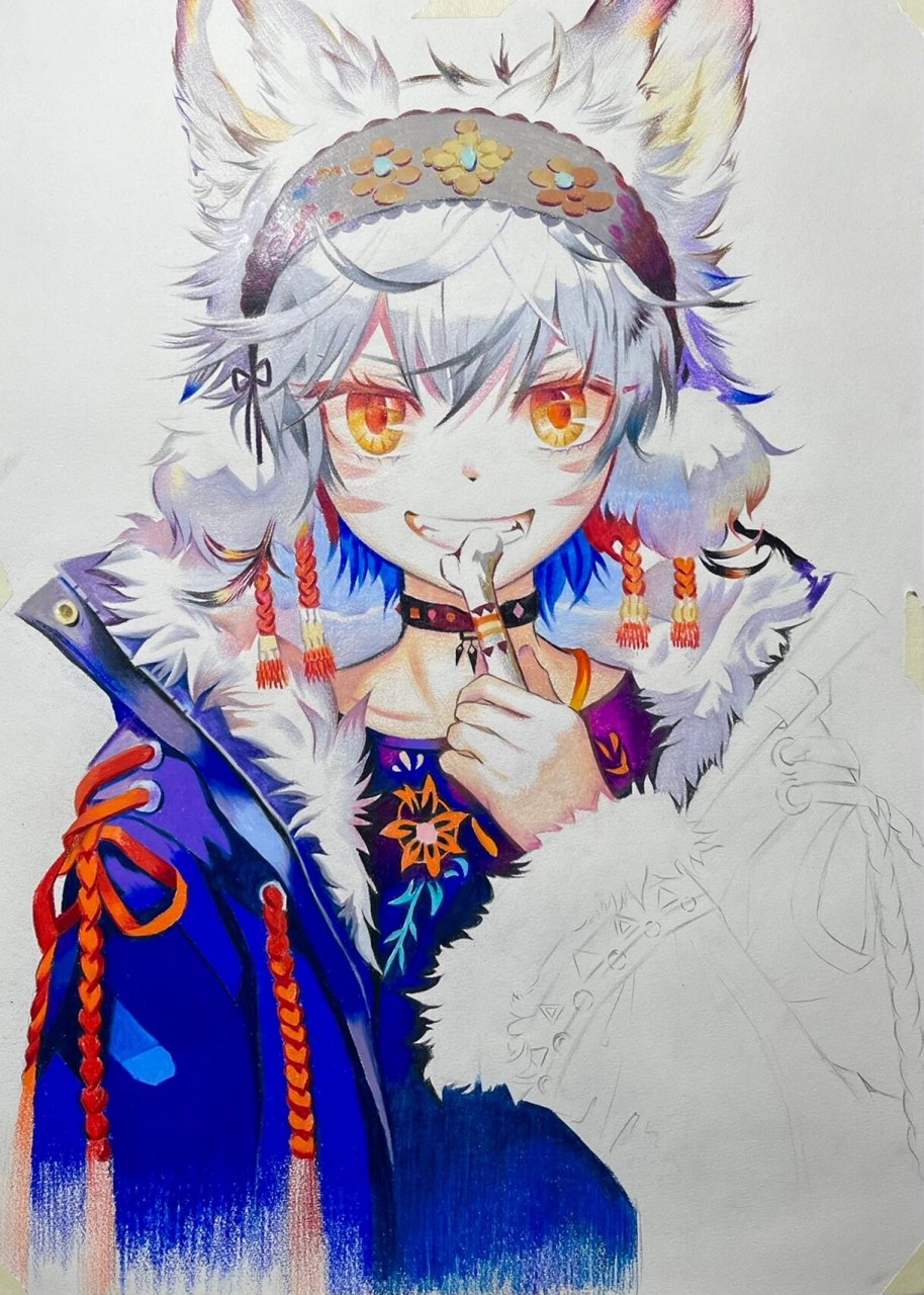 彩铅手绘漫画动漫人物男生插画 这是用富莱卡勒家的72色油性彩铅完成