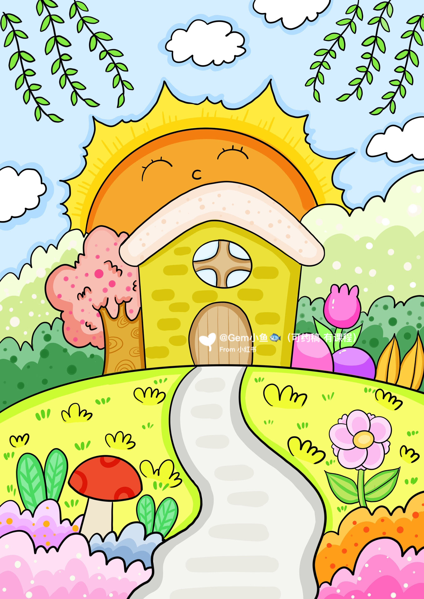 房子合集儿童画 城堡创意房子卡通画