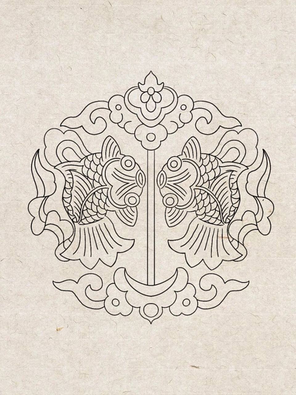 day29 | 中国传统纹样设计练习-鱼纹 #线稿# #小红书成长助手# #纹样