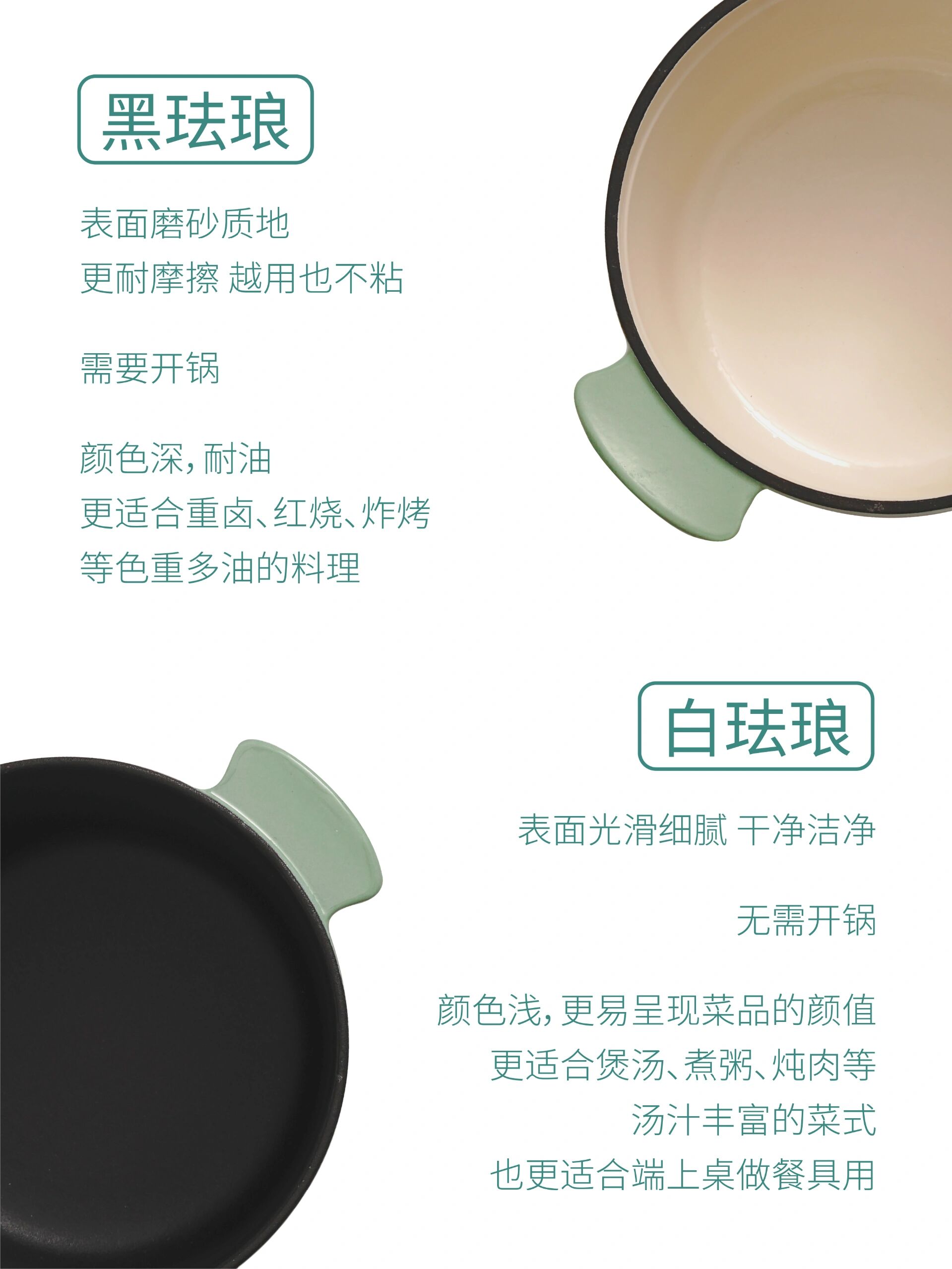 一张图告诉你73黑白珐琅锅的区别
