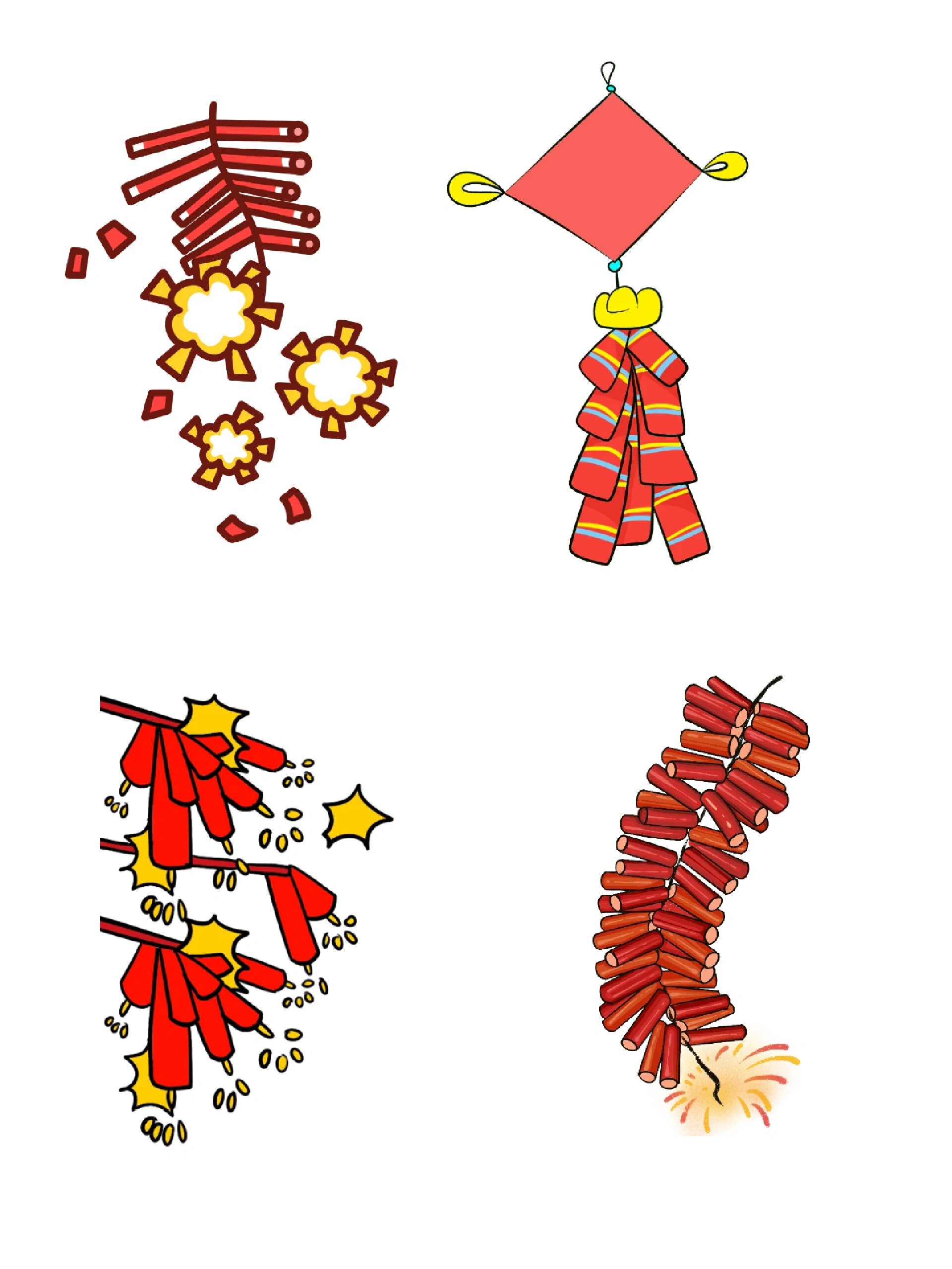 素材分享|喜庆红色春节鞭炮插画免抠素材