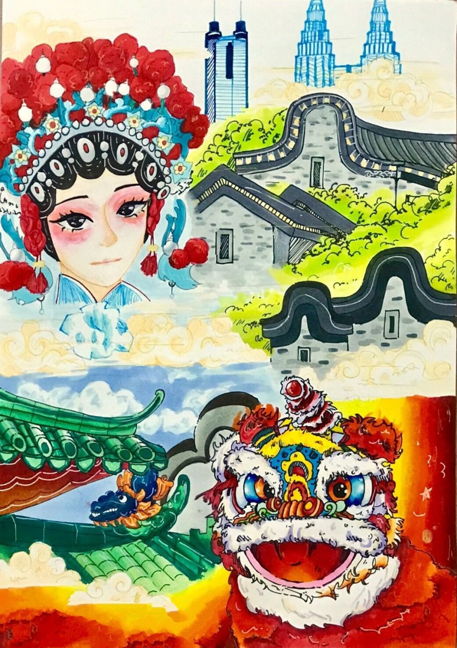 岭南文化绘画 很喜欢传统文化呀,好喜欢这幅捏~ 参赛的
