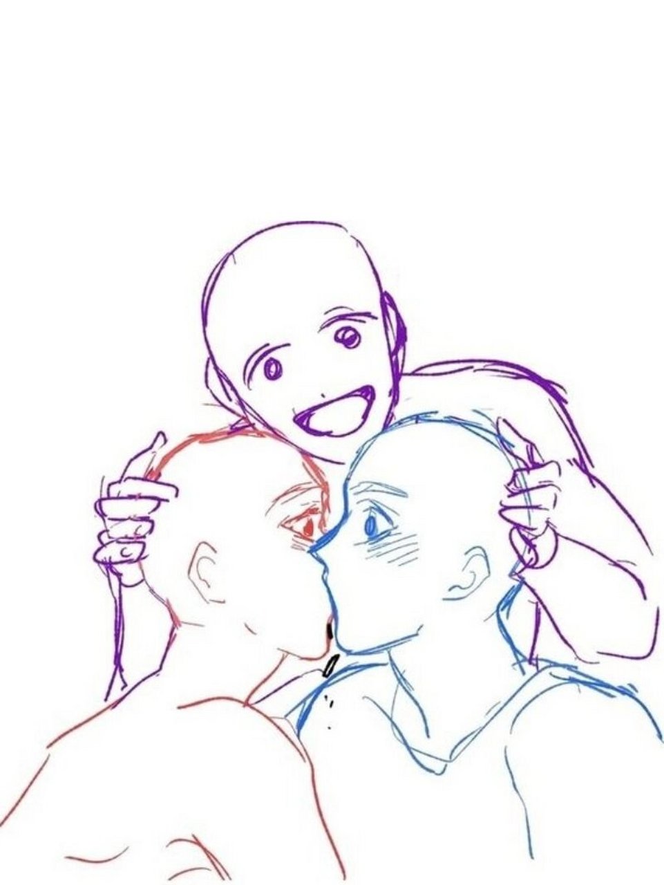 【绘画素材】很炸裂的三人互动模板分享