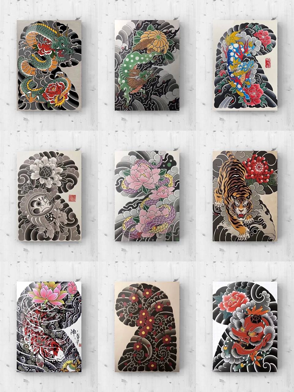 老传统半甲纹身图案手稿素材 东莞老传统