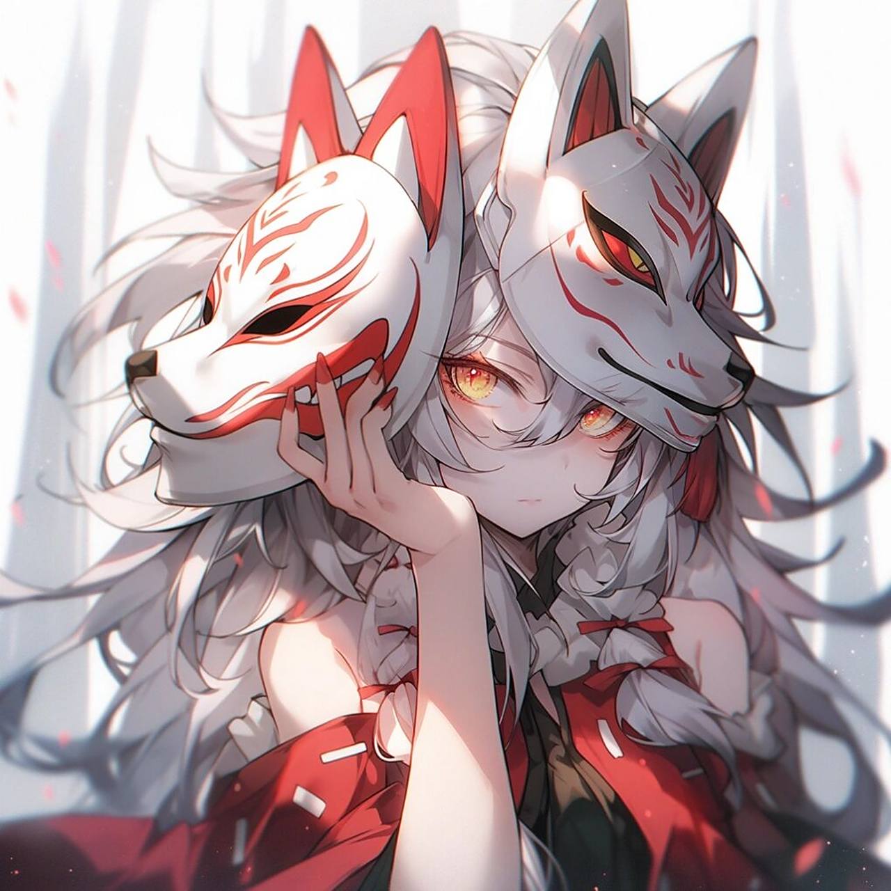 扭扭我发布的第一个作品就是狐狸面具女生头像,这次算是同类型复柯镲