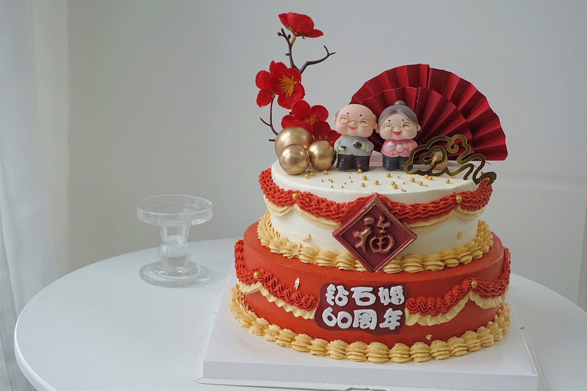 双层祝寿蛋糕合集 老人过寿蛋糕 大寿星的生日需要一个红红火火的大