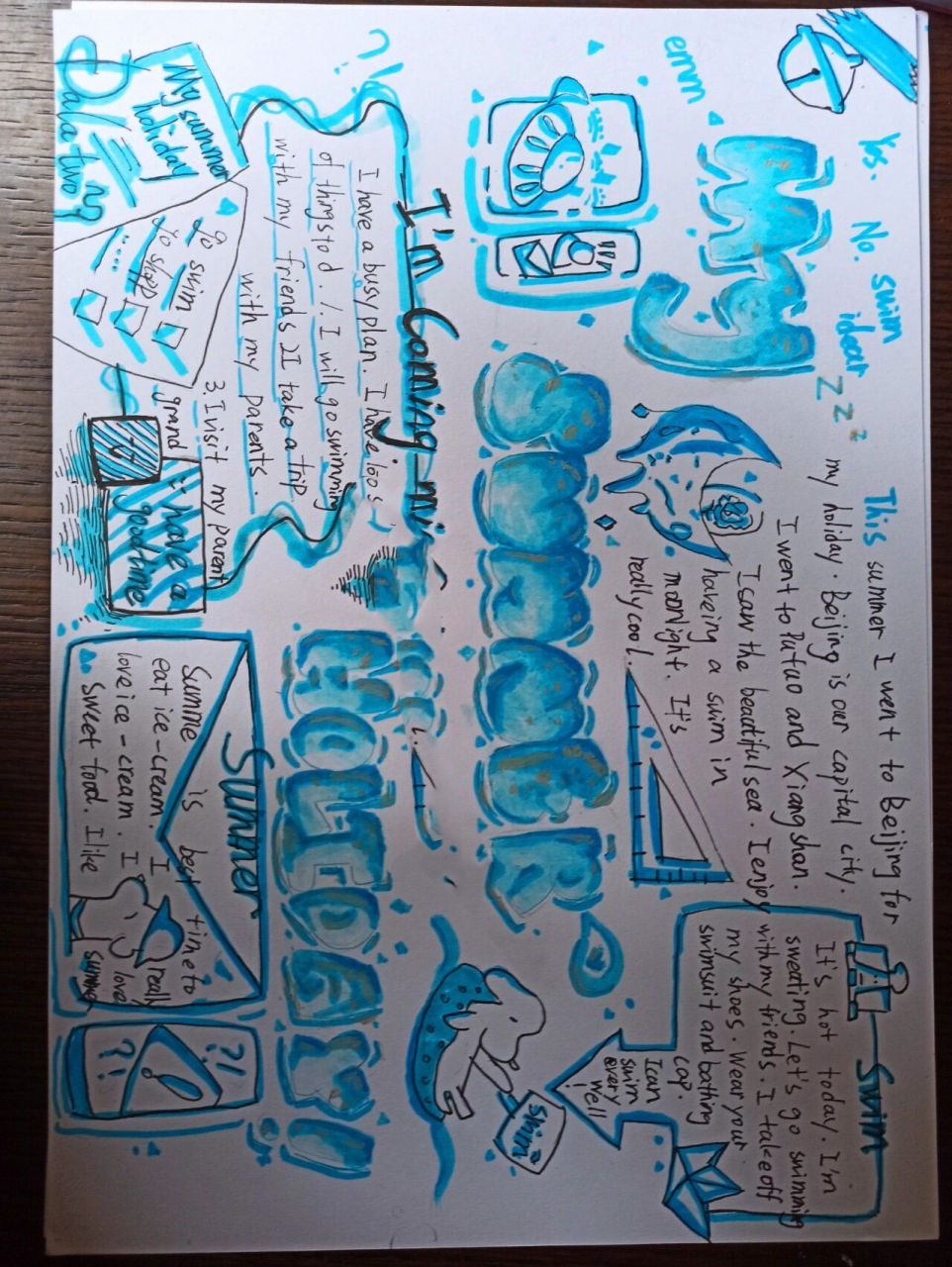 my summer holiday手抄报 图画参照.