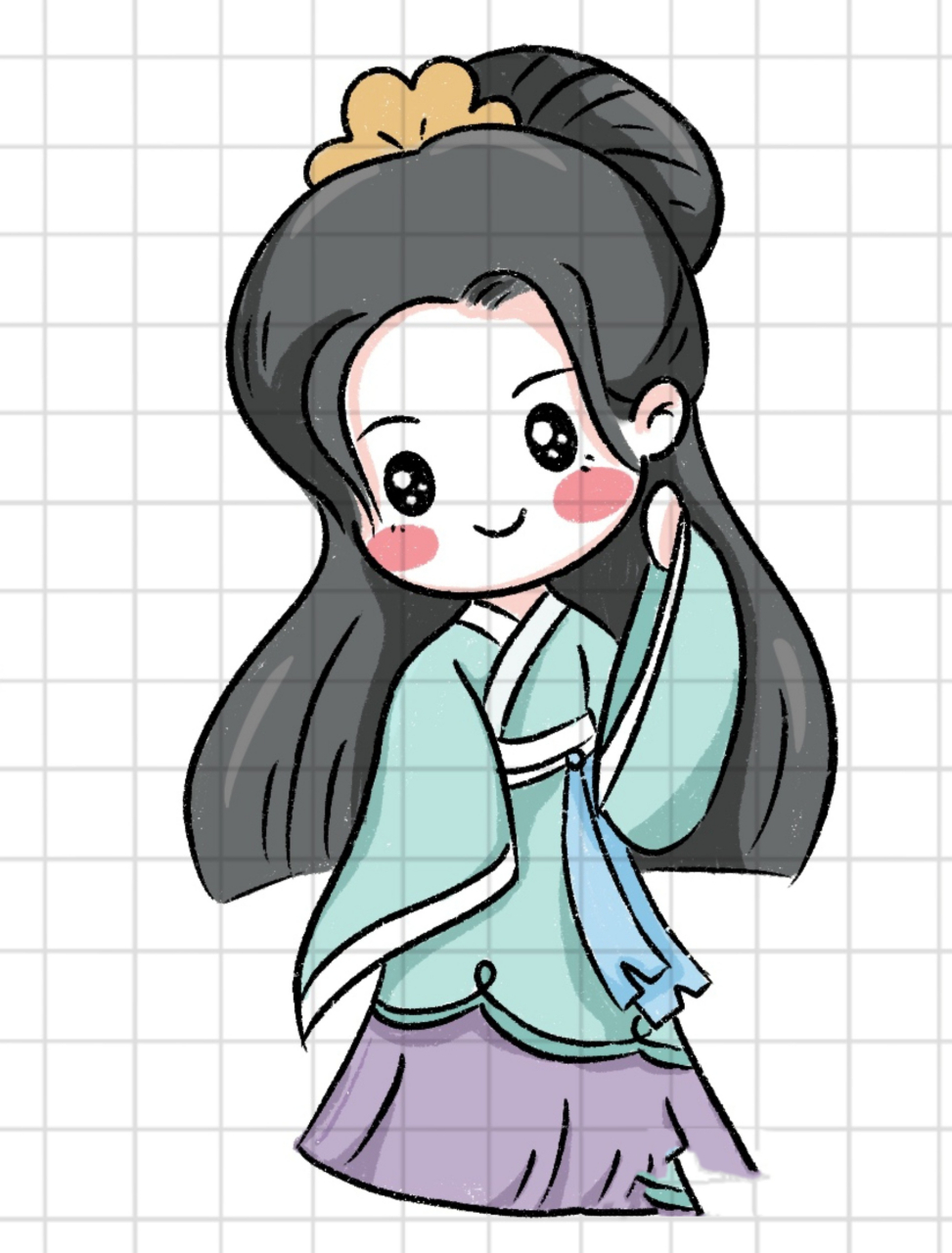 简笔画|手绘可爱古风小人头像汉服小姐姐 临网络 这个世界其实很公平