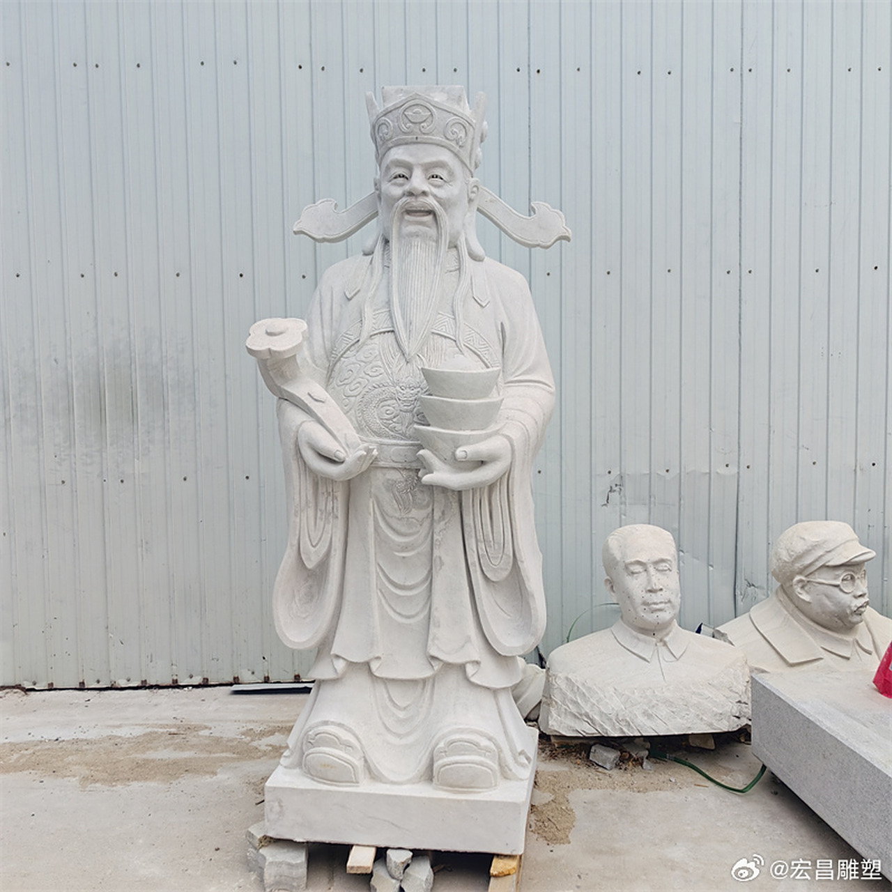 石财神爷神像雕塑小庙祠堂供奉土地庙人物雕像摆件户外景观装饰#石雕