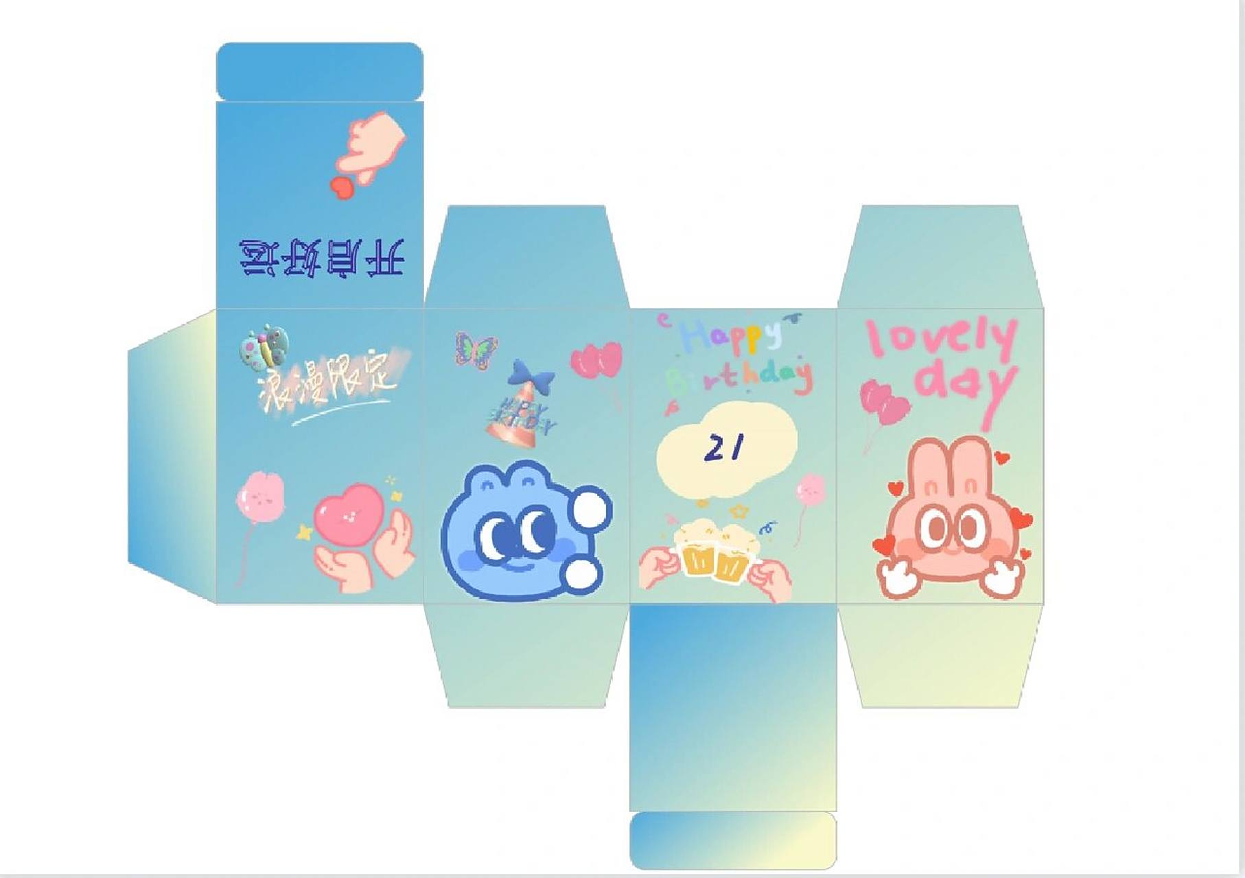 94搜的教程,盲盒上的贴纸也是一个一个在醒图上扣下来的,做的很简单