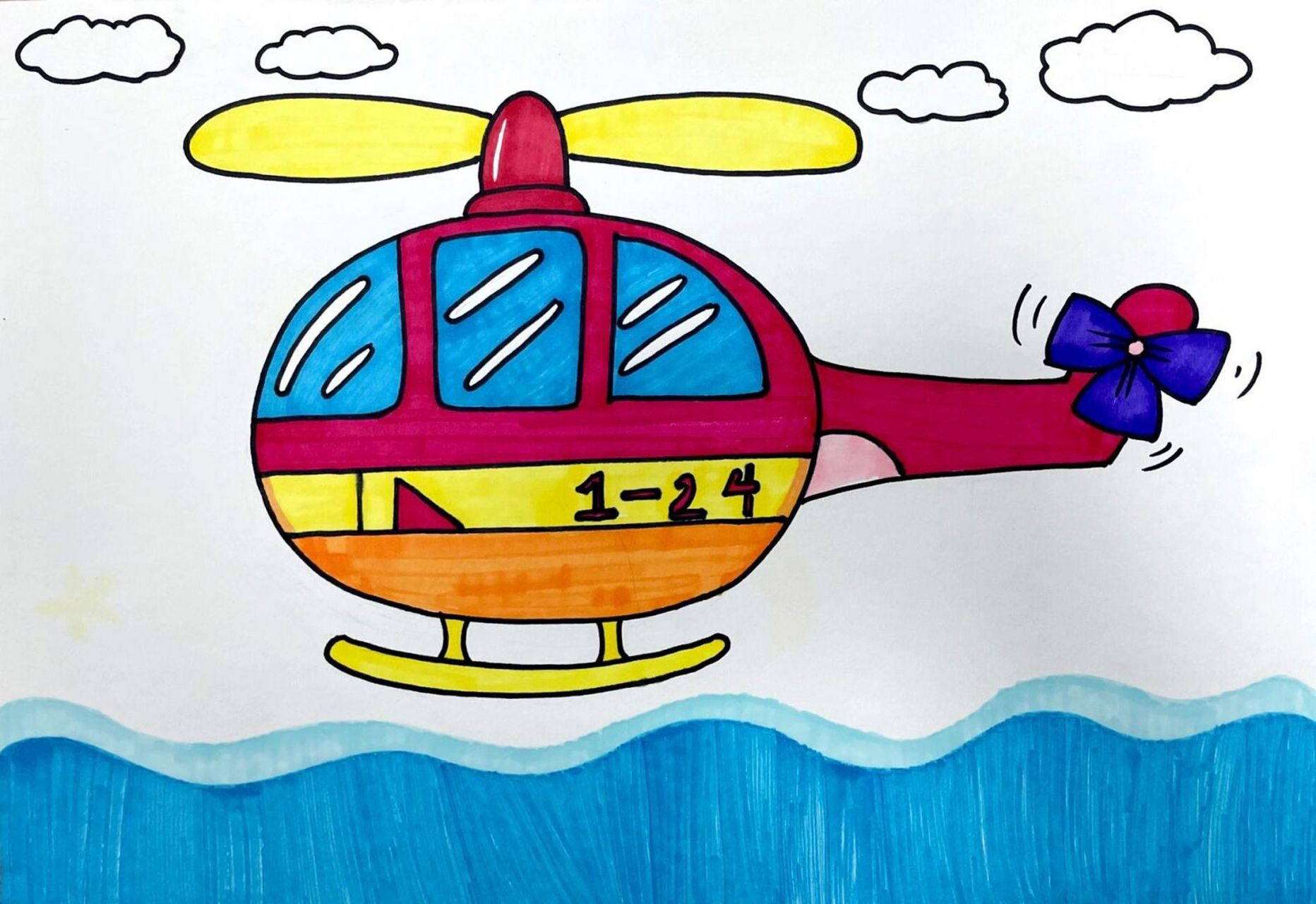 飞机7615儿童简笔画 附加步骤 