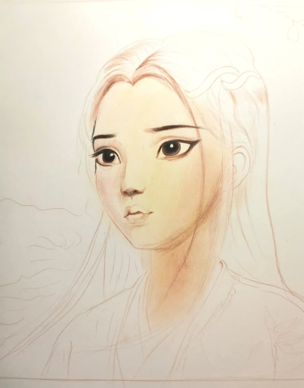 白蛇缘起小白(线稿 步骤图) 94工具:霹雳马彩铅 马克笔 色粉 300k