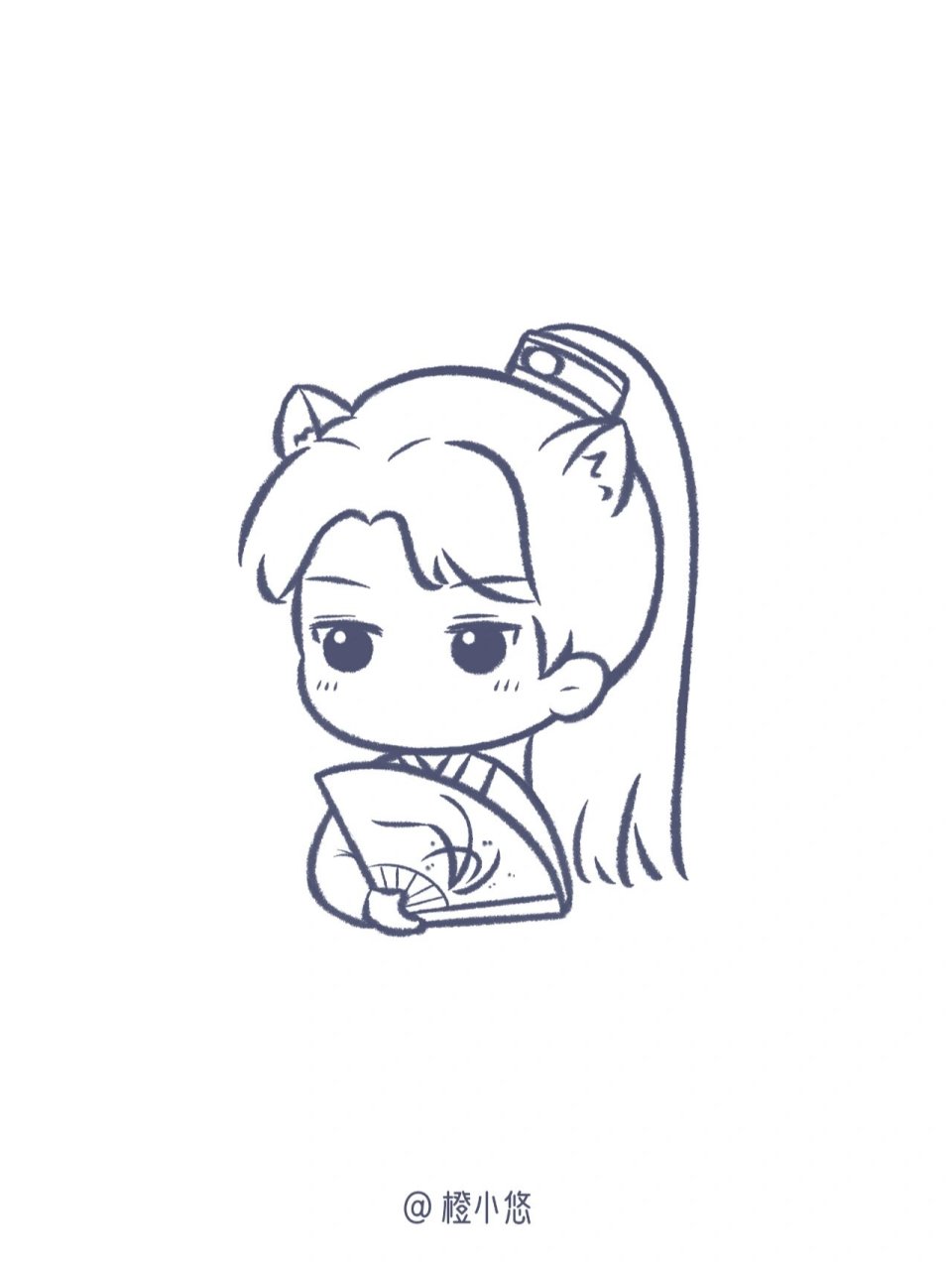 且试天下丨杨洋丰兰息 可爱简笔画头像教程 教你画q版黑狐狸