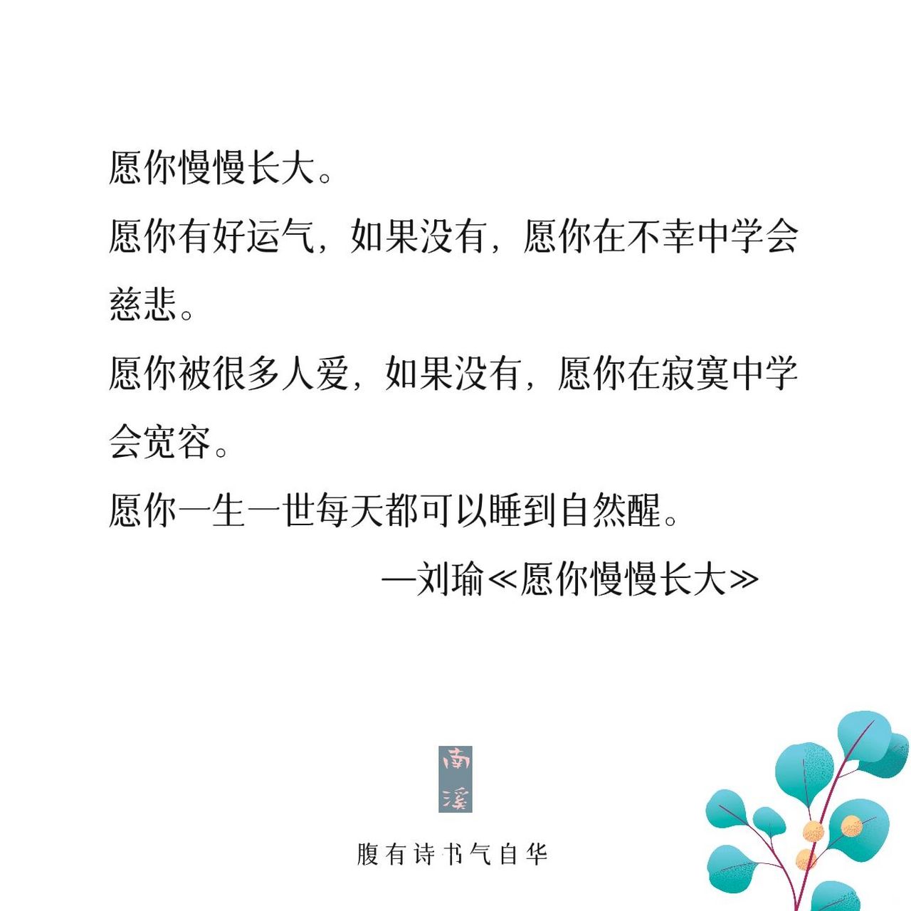 那些惊艳了时光的句子《愿你慢慢长大》 《愿你慢慢长大》是作者刘瑜