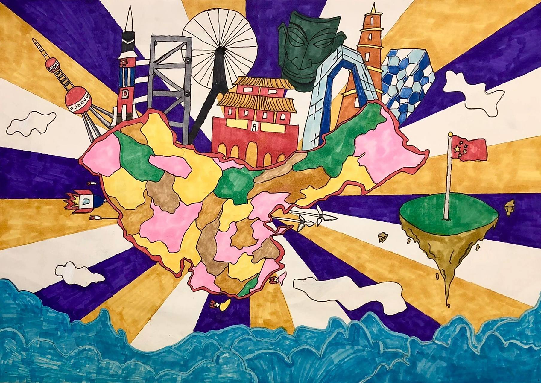 绘画比赛作品《有国才有家——和平》 孩子参加的一些比赛作品 年龄