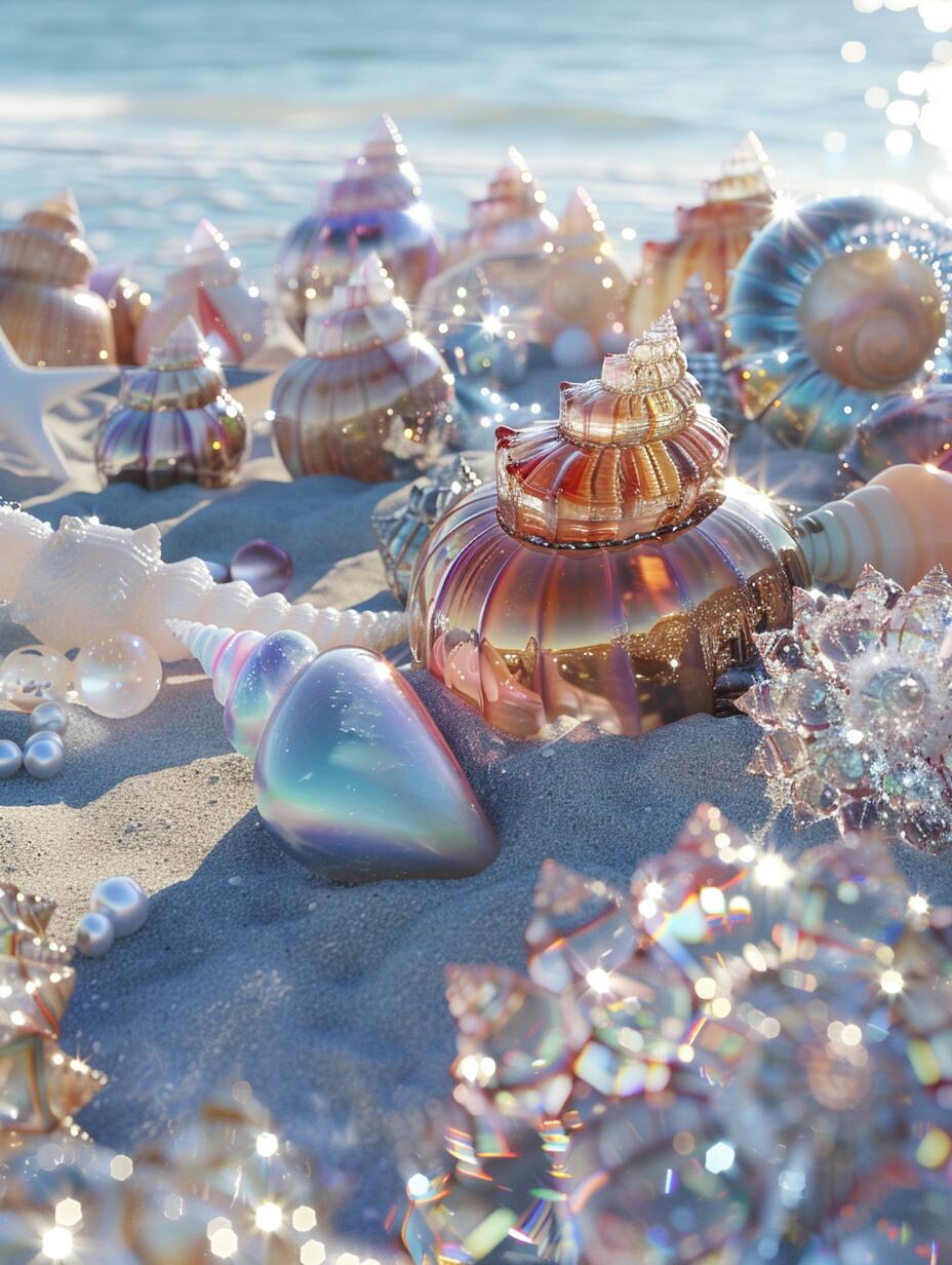 9890 海滩上的玛瑙贝壳,就像大自然的艺术品一样,散发着独特的