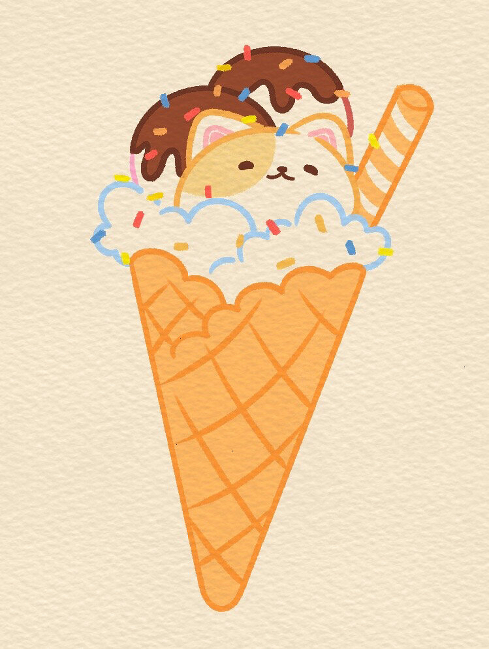 巧克力冰淇淋的简笔画图片