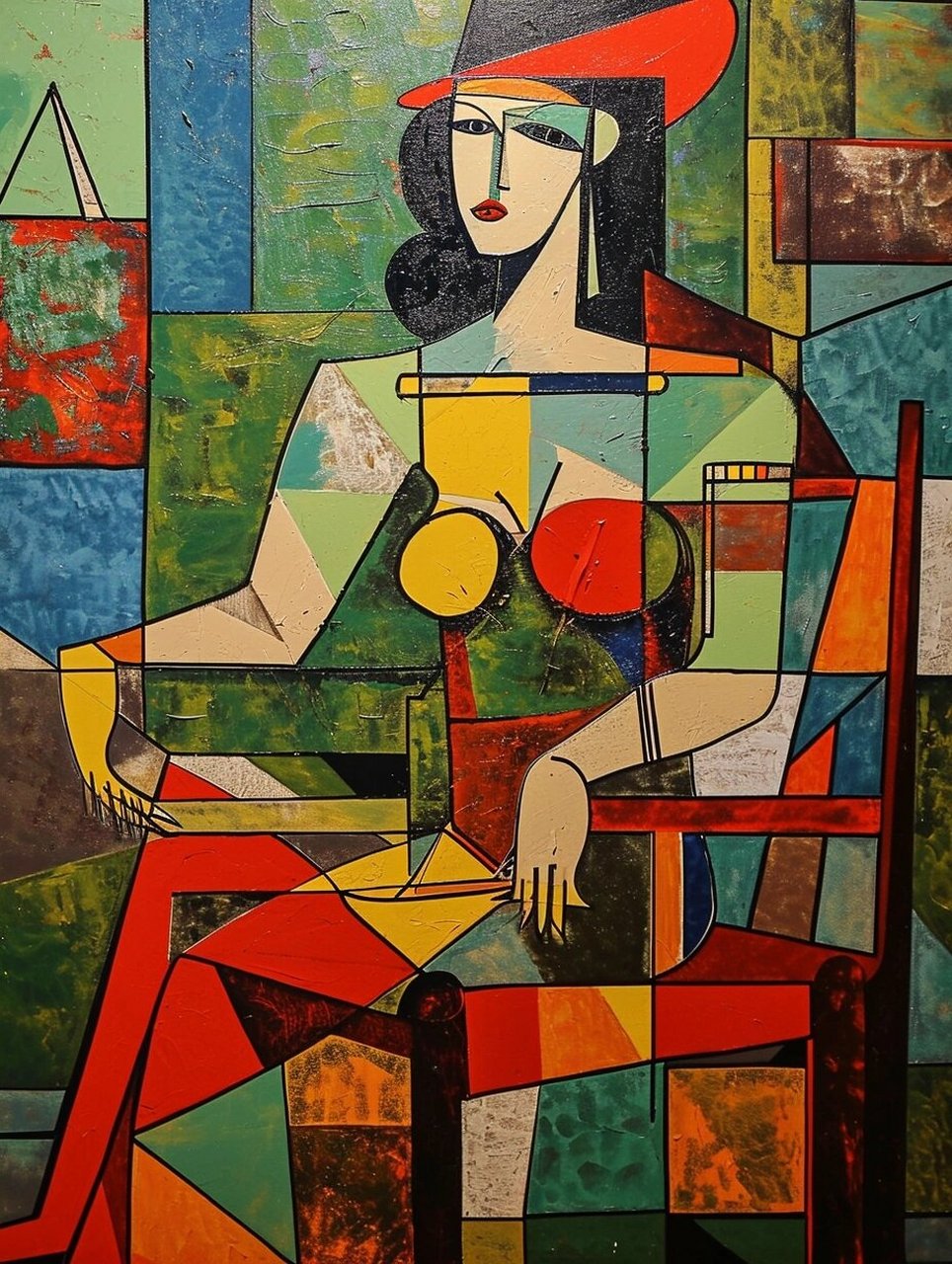 毕加索风格:坐在椅子上的女人