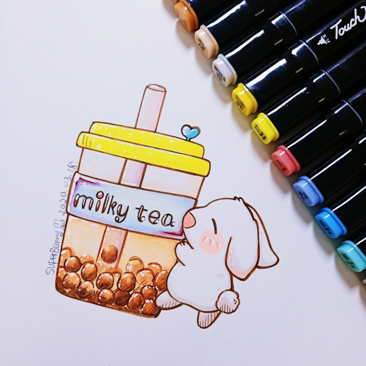 可爱滴兔兔鸭62#马克笔95奶茶兔兔 95959595 嘻嘻,之前画